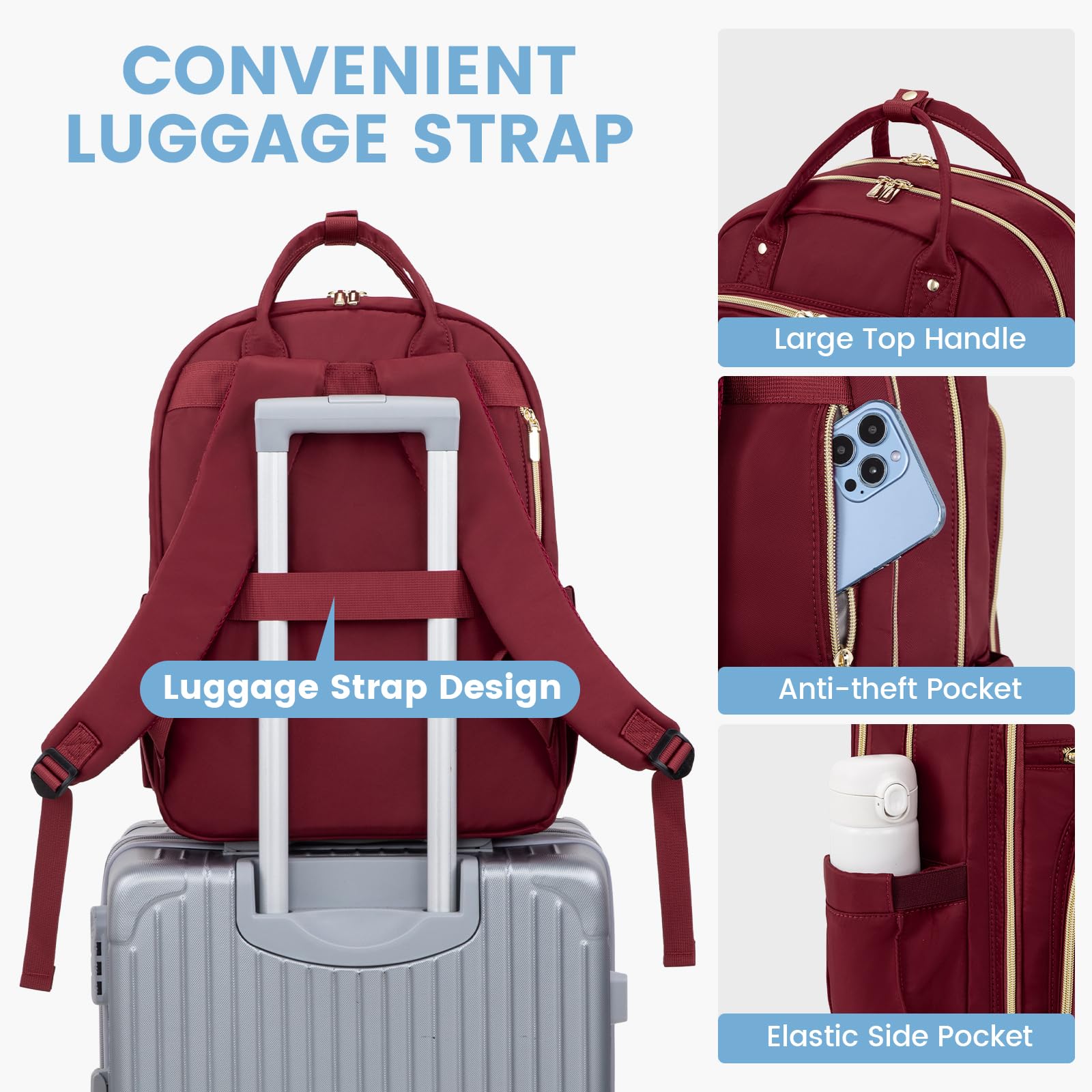 LOVEVOOK Laptop Backpack for Women, Water Resistant Travel Work Backpacks Purse College Business Teacher Nurse Computer bag with USB Charging Port