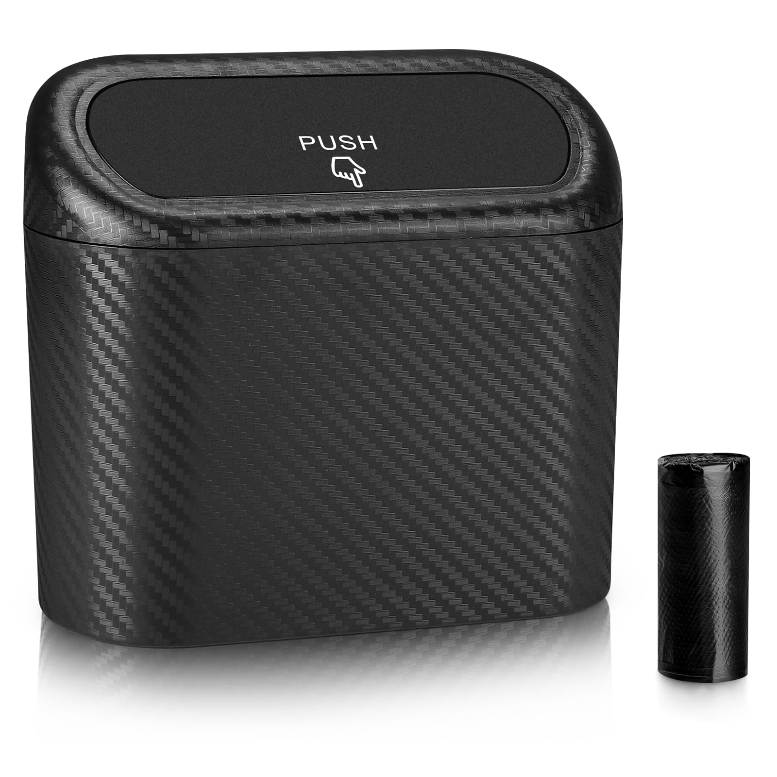 Accmor Car Trash Can with Lid, Mini Auto Dustbin Garbage Organizer with 30 Pcs Plastic Trash Bag, Automotive Garbage Container Bin for Vehicle, Home, Office