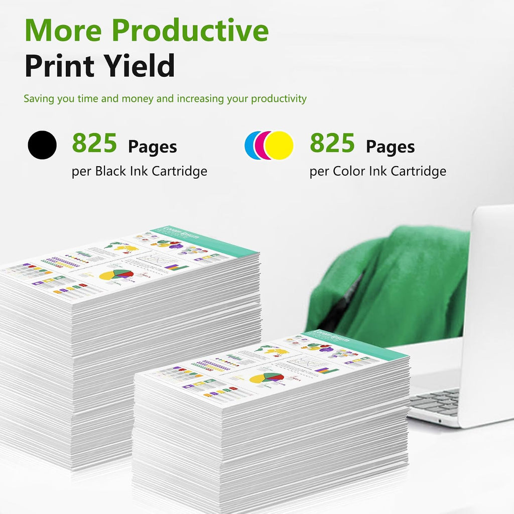 902XL Ink Cartridges Combo Pack 4-Pack (Black/Cyan/Magenta/Yellow) Replacement for HP 902XL 902 OfficeJet Pro 6960 6968 6970 6971 6976 Printers