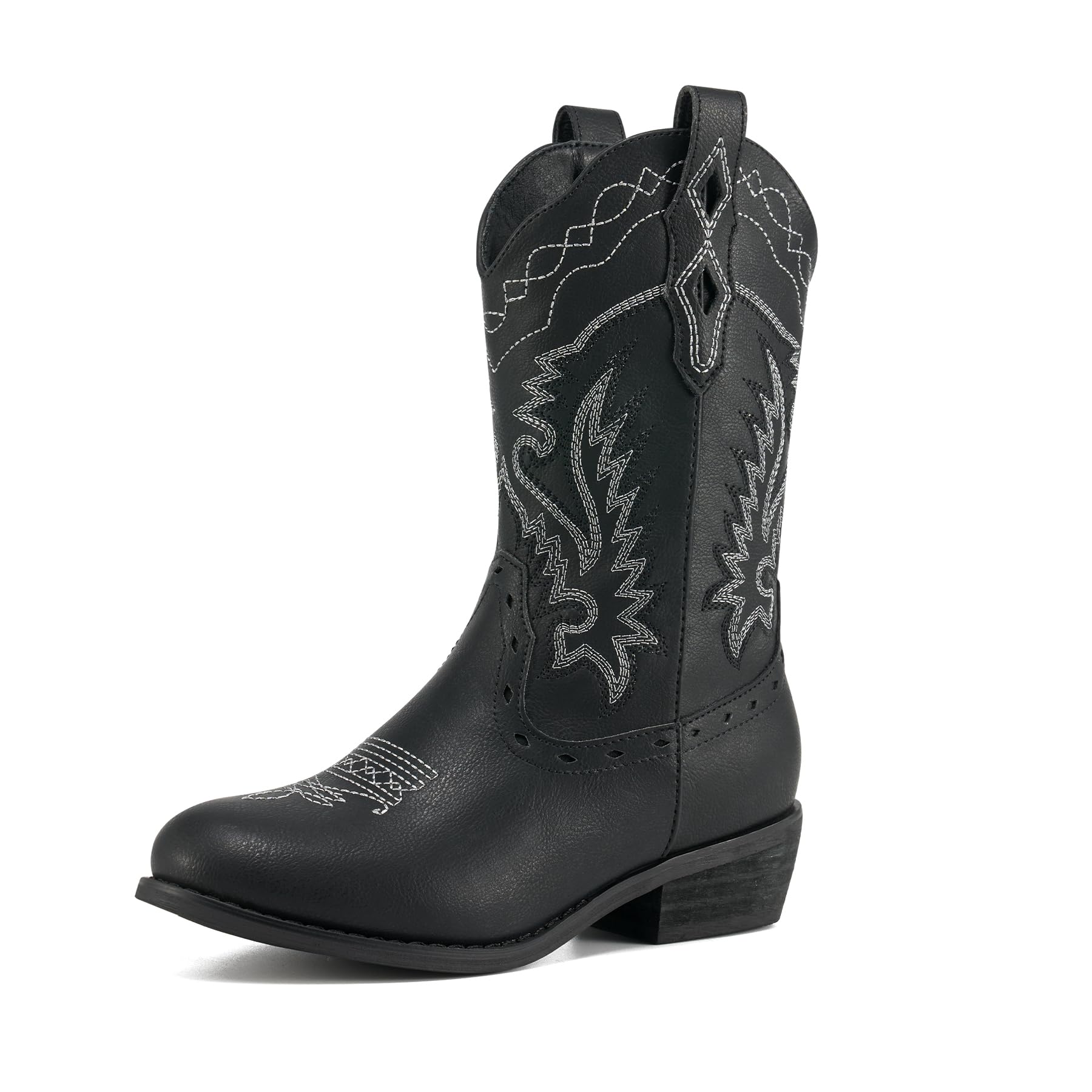 Rollda Kids Cowboy Boots Western Round Toe Cowgirl Boots for Boys Girls Toddler/Little Kid/Big Kid