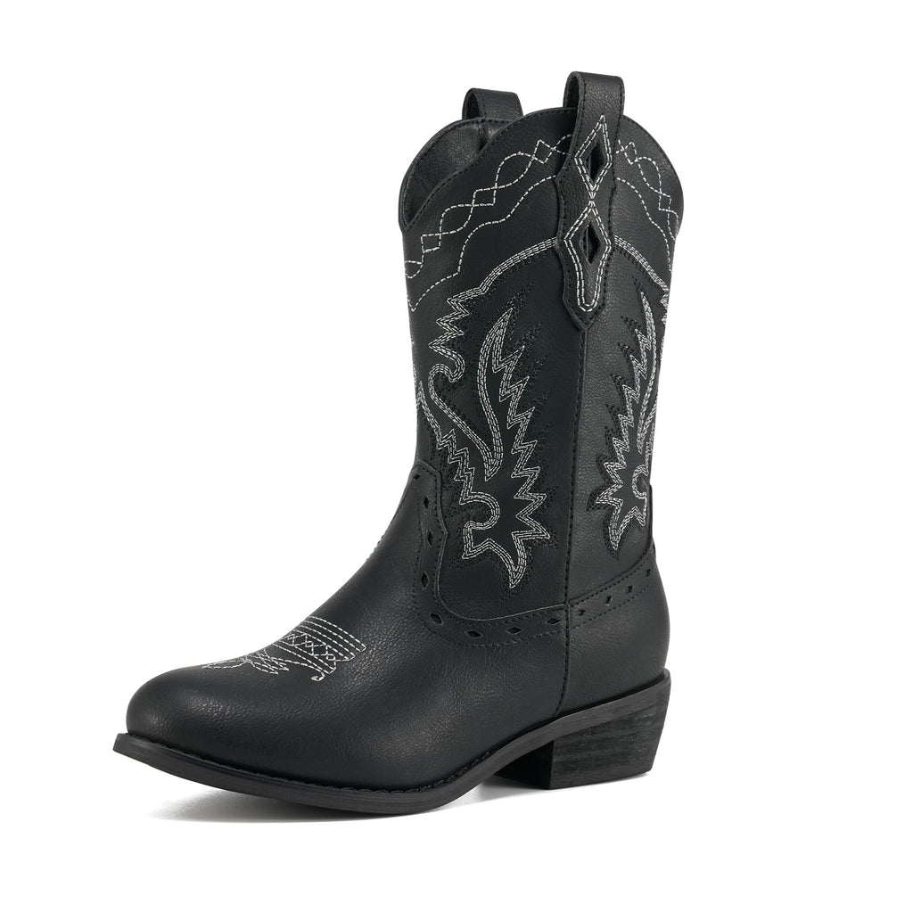 Rollda Kids Cowboy Boots Western Round Toe Cowgirl Boots for Boys Girls Toddler/Little Kid/Big Kid