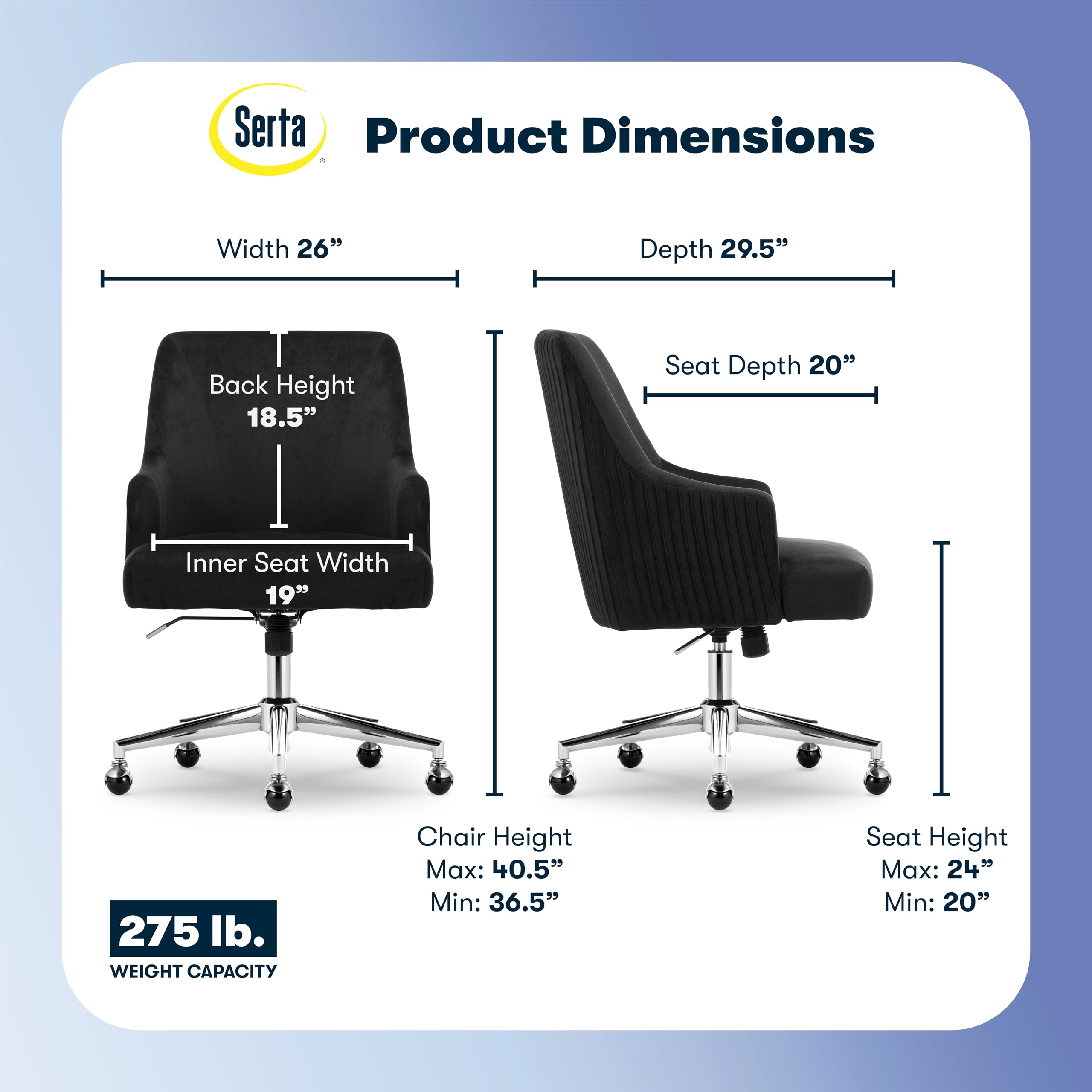 Serta Scarlett Modern Office Chair, Pleated and Curved Mid-Back Desk Chair, Pocket Coil Seat Cushion, Padded Armrests, Vanity Armchair with Wheels, Swivel Gold Base, Beige Velvet Fabric
