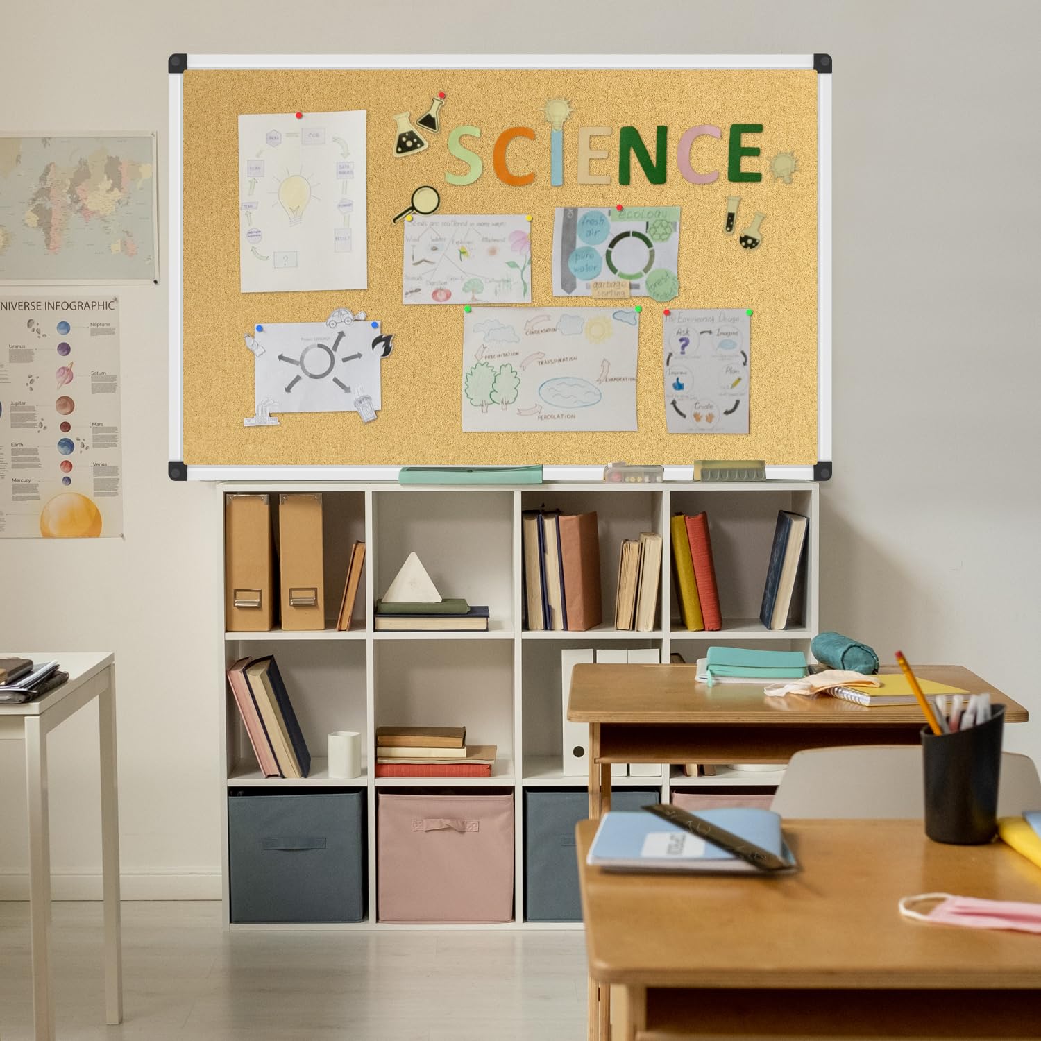 XBoard 24 x 18 Inch Wall-Mounted Office Cork Board, Notice Bulletin Board with Aluminum Frame