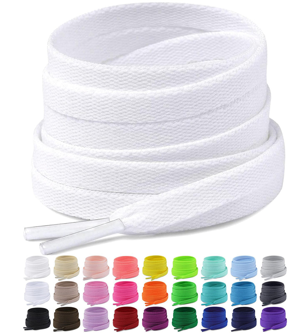 Upgrade Tight Weave Flat Shoelaces 28 Colors 5/16" Wide Shoe Laces for Sneakers - 2Pairs