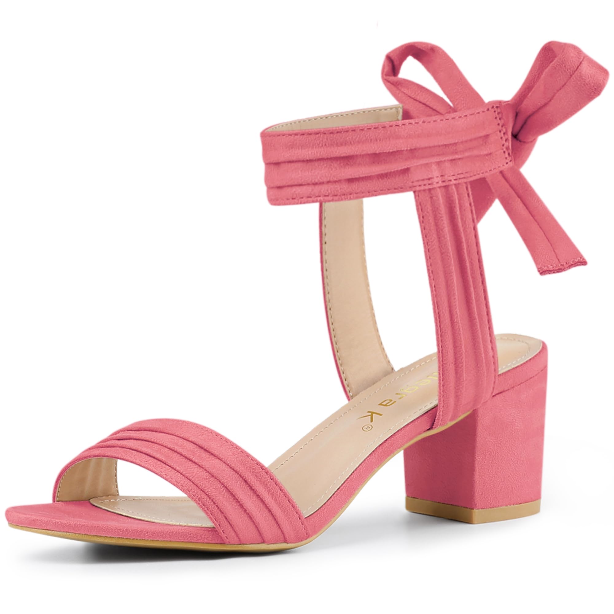 Allegra K Women's Open Toe Ankle Tie Back Block Heels Sandals