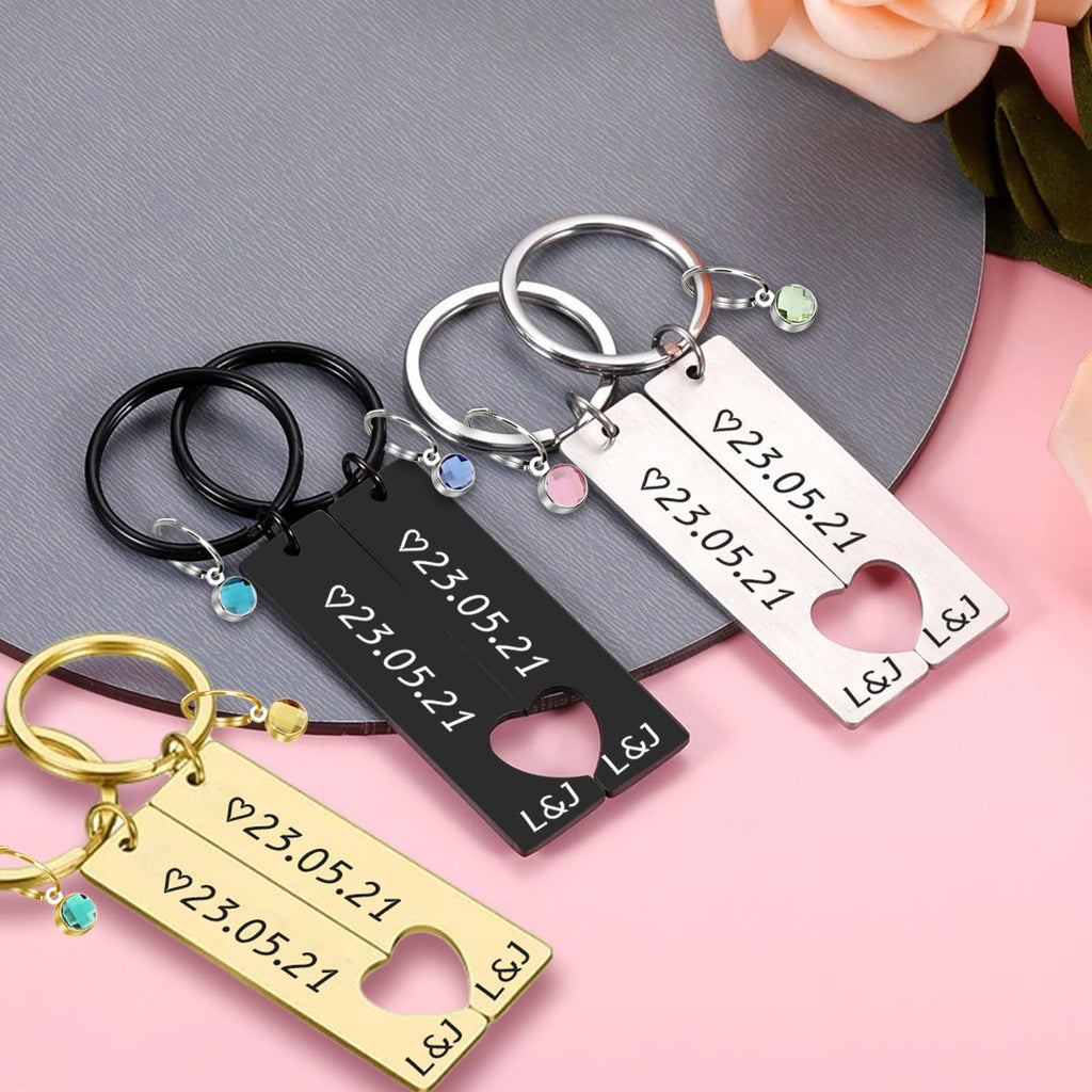 Customized Double-sided Keychain Stainless Steel Personalized Engraved Text Name Keychain Gifts for Men and Women