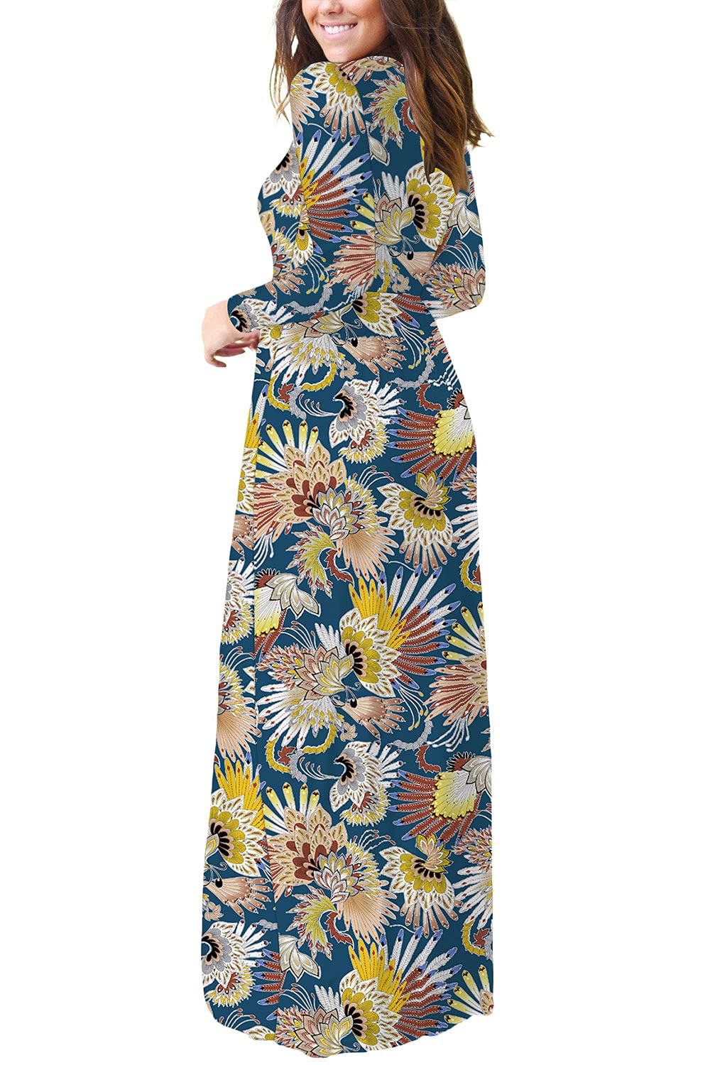 EUOVMY Women's Long Sleeve Loose Maxi Dresses Casual Long Dresses with Pockets
