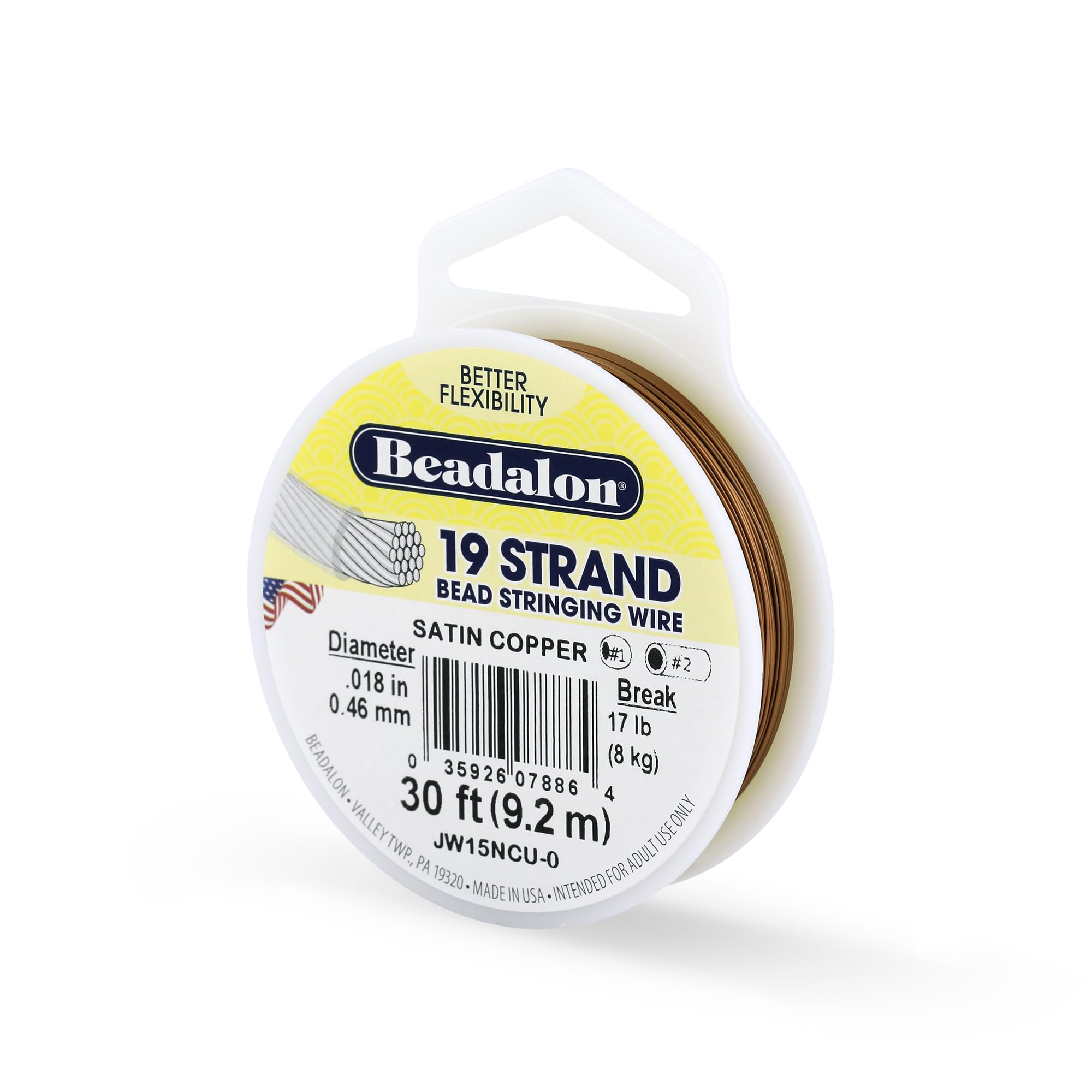 Beadalon 19 Strand Stainless Steel Bead Stringing Wire, .010 in / 0.25 mm, Bright, 100 ft / 31 m
