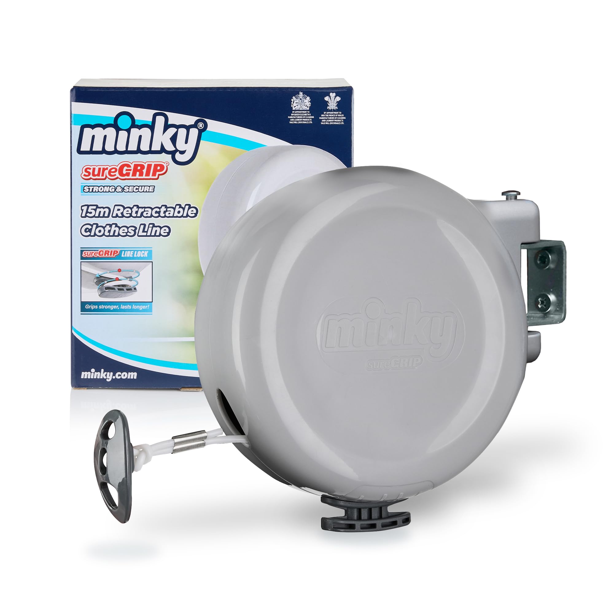 Minky Homecare Outdoor Retractable Dual Clothesline - Heavy Duty PVC Coated Line - Energy and Space Saving Removable Laundry Drying Line - 2 x 49 Feet