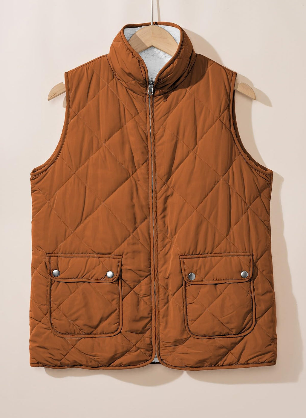 SHEWIN Women Puffer Vest Casual Stand Collar Sleeveless Puffer Jacket Warm Winter Reversible Zip Up Outerwear with Pockets