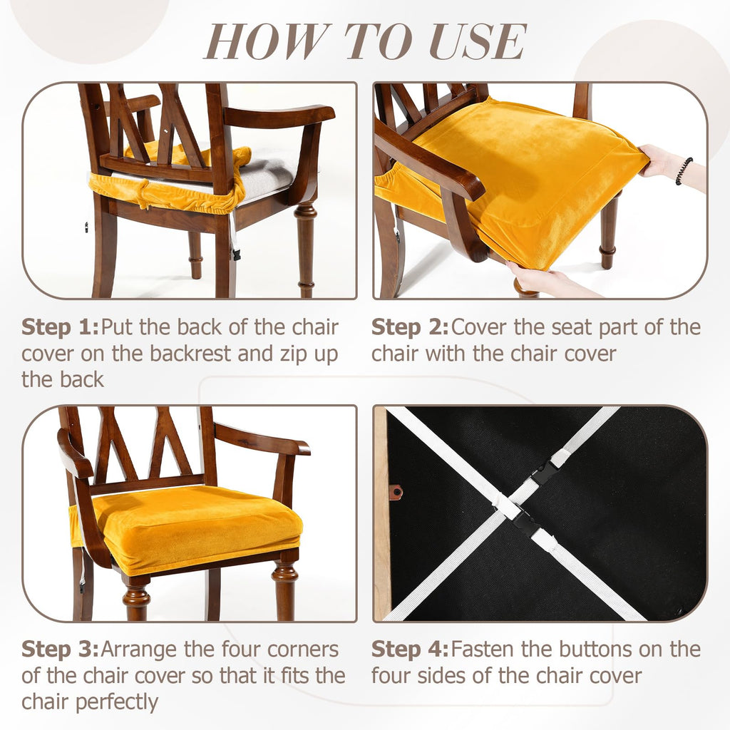 Havawish Large Dining Room Chair Seat Covers with Armrest Dining Chair Slip Covers Protectors(1 Pcs,Beige White)