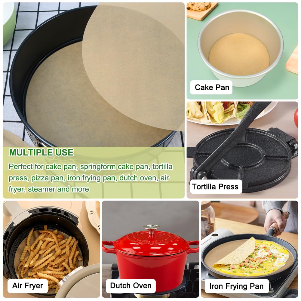 BOYAN 6 Inch Parchment Paper Rounds, Set of 220, Hamburger Patty Paper/Burger Press Paper, Non Stick Small Pre-cut Round Parchment Paper for Cake Pan, Springform Pan, Burger Patty Maker and More