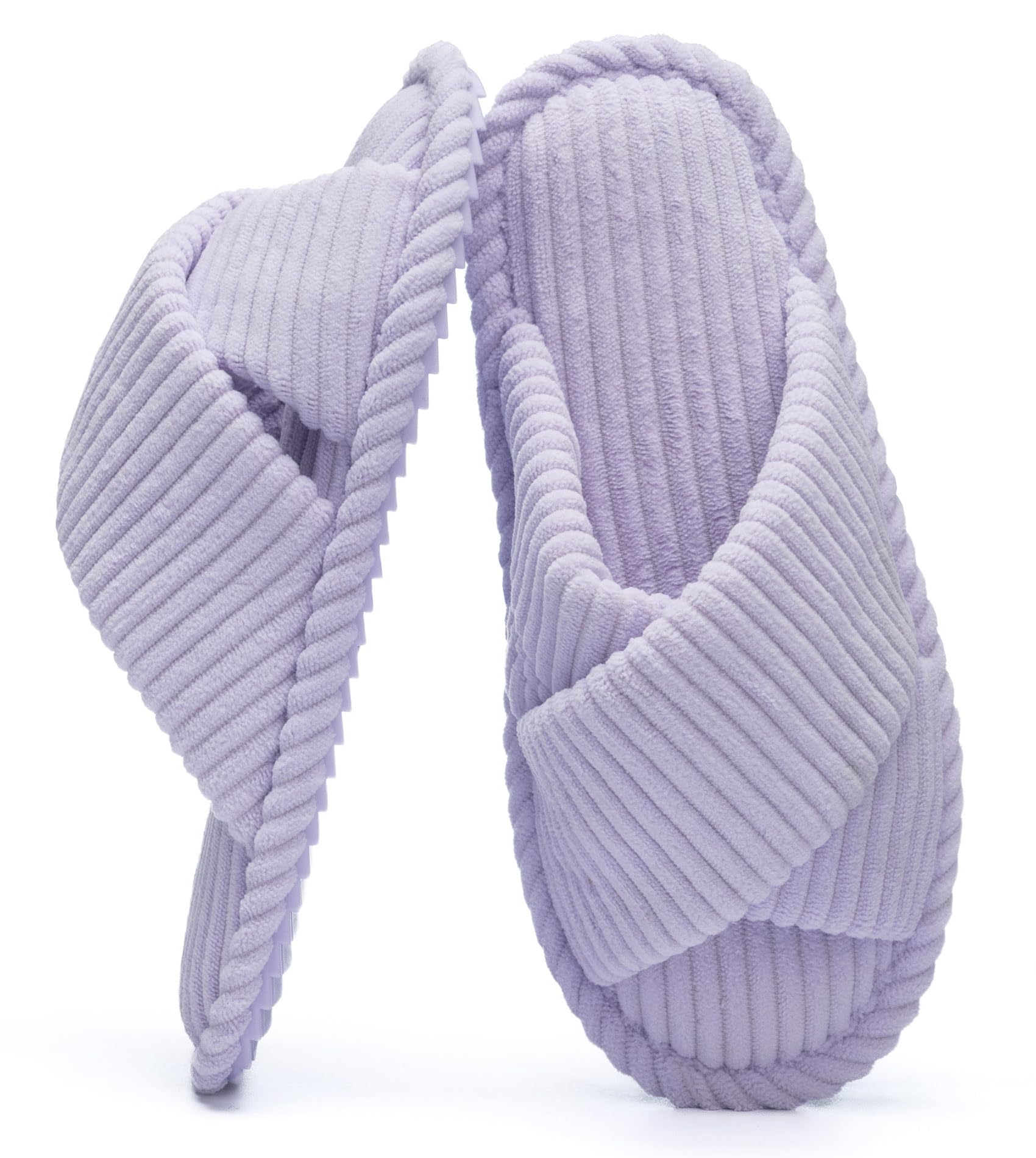 GOEWY Slippers for Women Memory Foam House Bedroom Corduroy Crossbands Open Toe Slides Sandals Shoes Comfy Trendy Gift for womens Anti-Skid sole