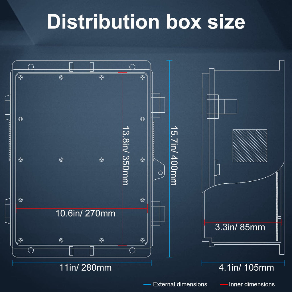 Namunanee Outdoor Electrical Junction Box, ABS Water Resistant Enclosure with Internal Mounting Panel & Hinged Cover, 9.2" H* 7" L* 4.6" W