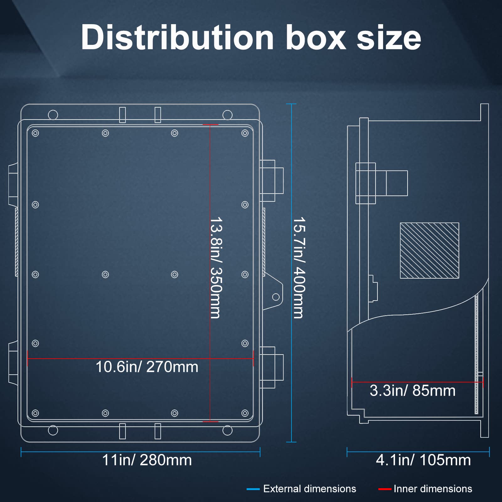 Namunanee Outdoor Electrical Junction Box, ABS Water Resistant Enclosure with Internal Mounting Panel & Hinged Cover, 9.2" H* 7" L* 4.6" W