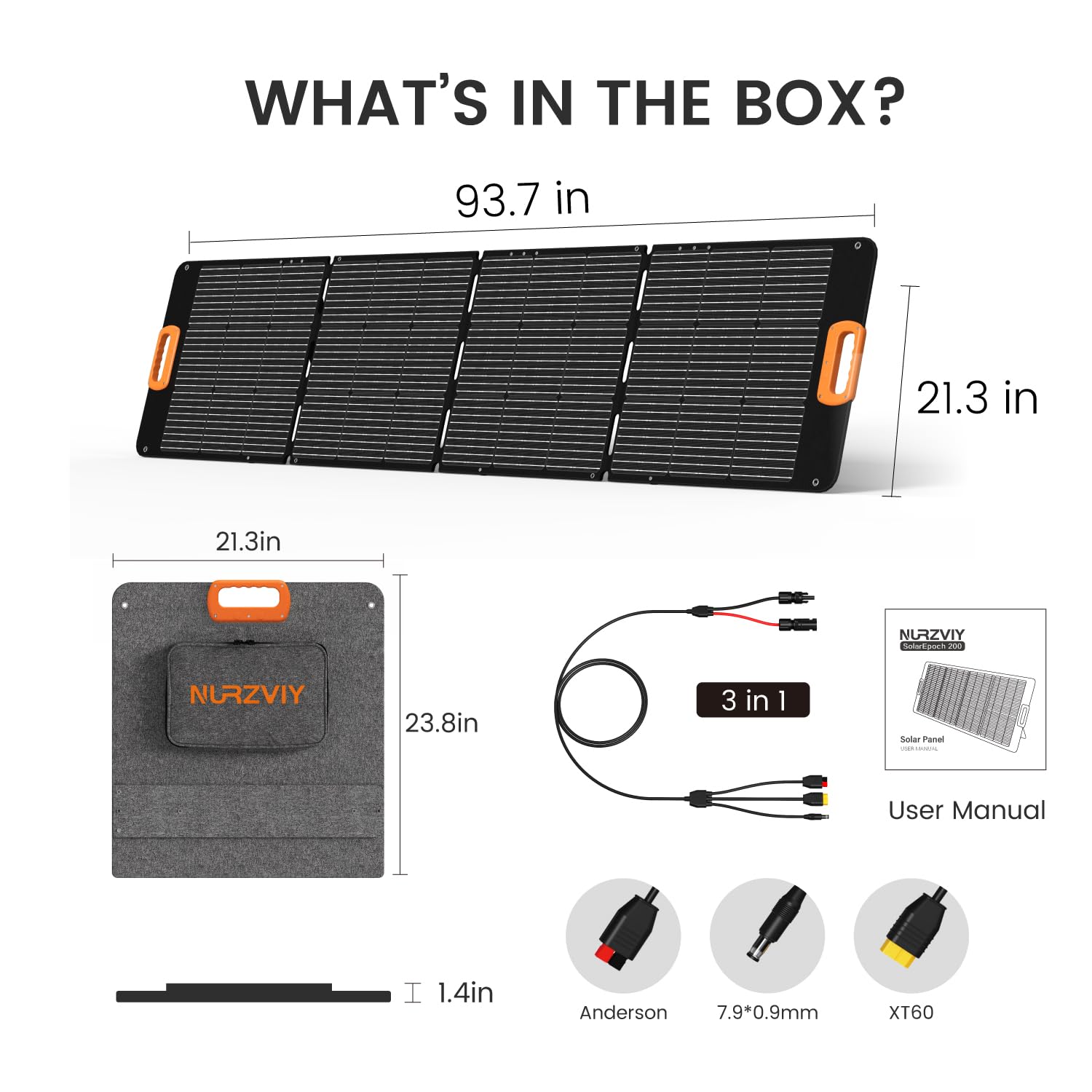Portable Solar Panel 80 Watt for Power Station, IP67 Waterproof Foldable Solar Cell Solar Charger w/ XT60 Anderson DC 8mm 7909 5521 Connector for Camping, RV, Off Grid Living