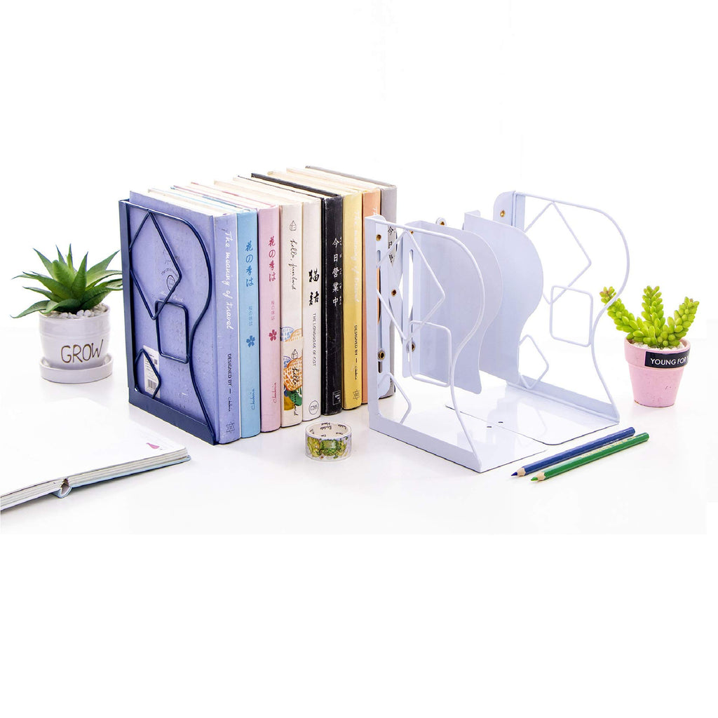 Adjustable Bookends - Nonskid Heavy Duty Book Ends for Desk - Book Stand & Organizer