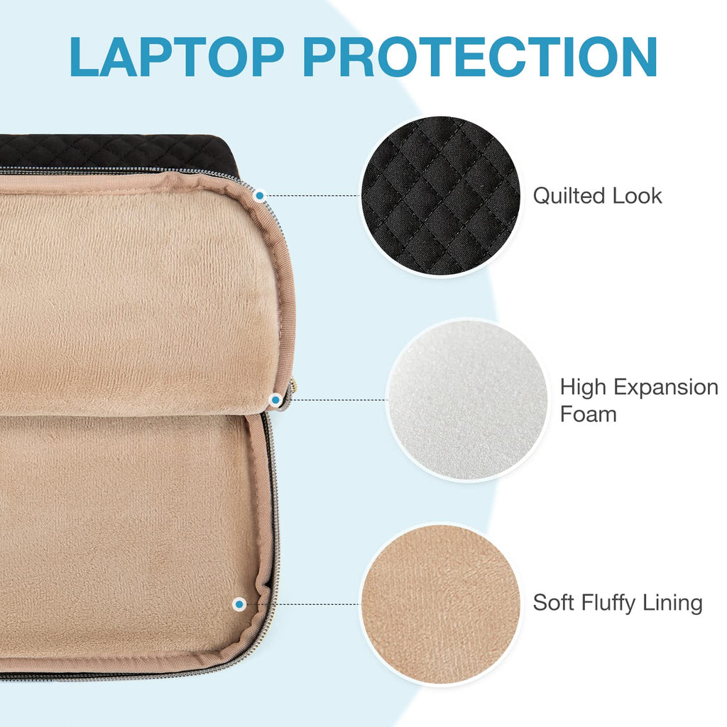 BAGSMART Laptop Case Compatible with 13-13.3 inch Notebook,Compatible with MacBook Pro 14 Inch,MacBook Air,Protective Carrying Bag with Pocket,Handles, Beige