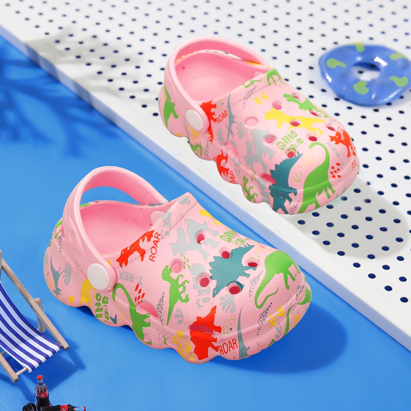 OWIF Toddler Clogs Boys Girls Kids Dinosaur Garden Shoes Slip on Sandals Slides Water Summer Shoes for Outdoor Beach Pool