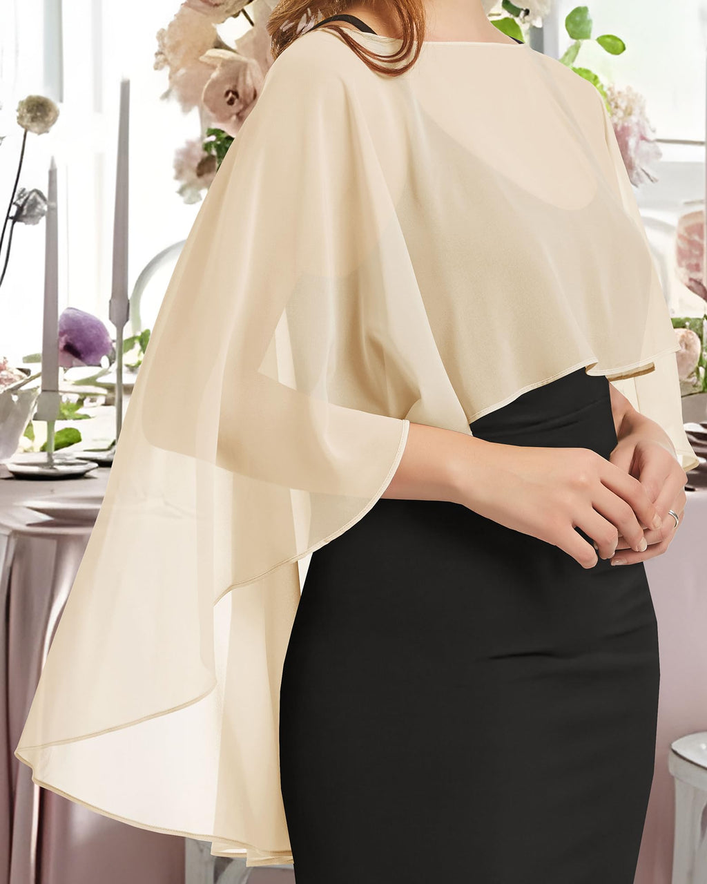 Womens Capelets Shawls and Wraps for Evening Dress Chiffon Capes Wedding Cover Up