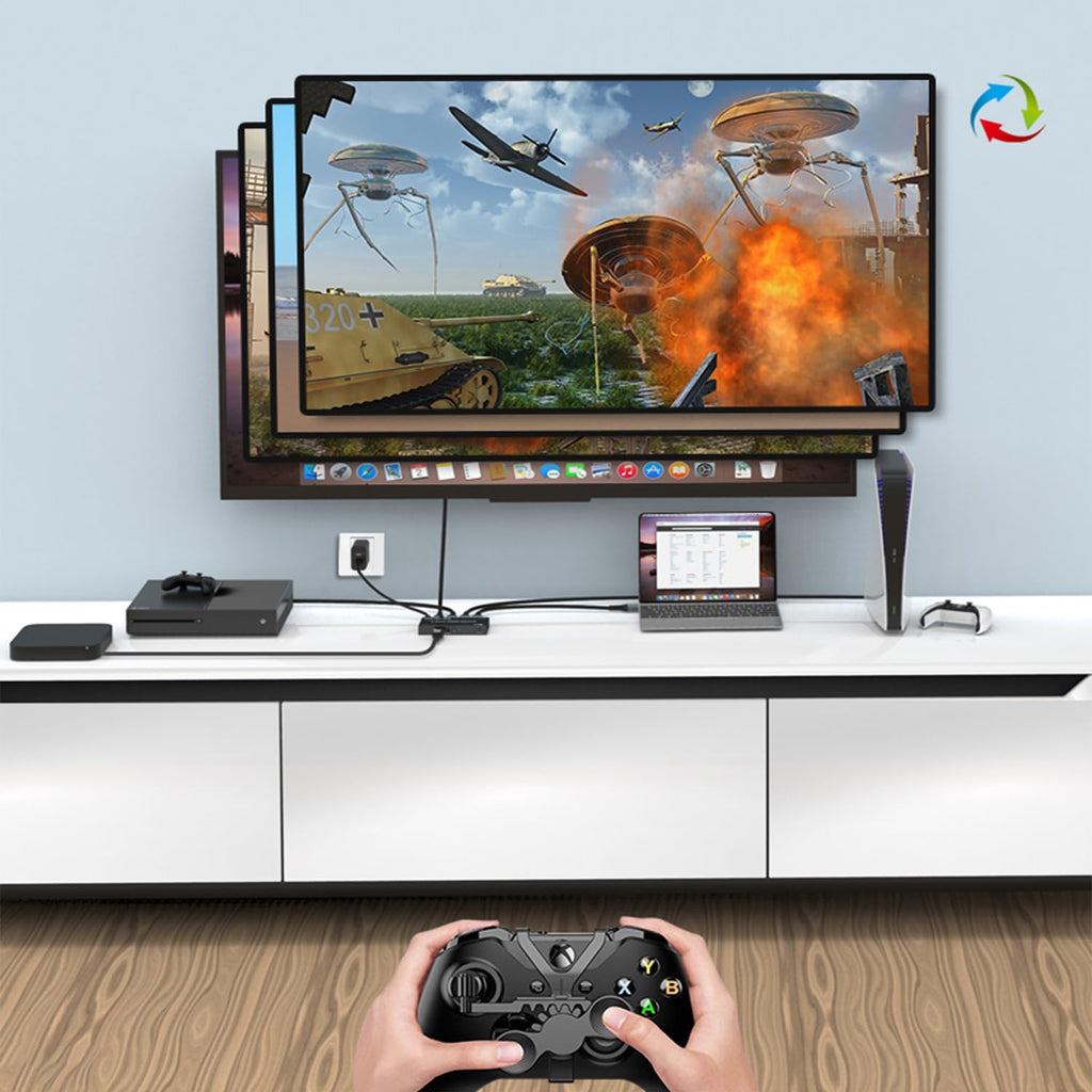 HDMI 2.1 Bi-Directional Switch Ultra HD 8K HDMI Switcher 2 in 1 Out/ 1 in 2 Out HDMI Switch Supports 8K@60Hz/ 4K@120Hz 48Gbps Compatible with Switch/Switch OLED PS5/4 Xbox Roku Apple TV Fire TV Stick