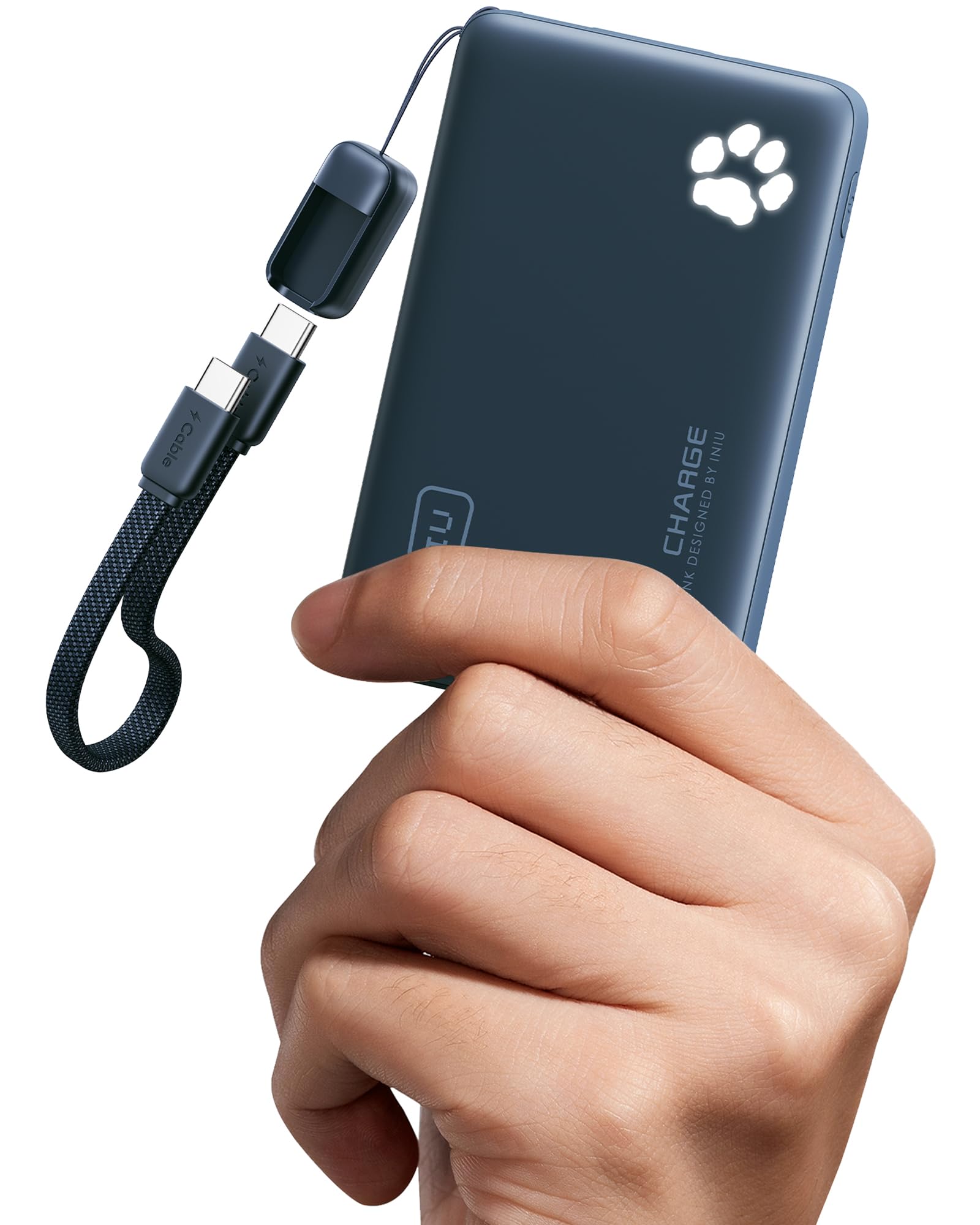 INIU 45W Fast Charging Portable Charger, 40% Smaller 10000mAh with Detachable Cable, Flight-Safe Travel Power Bank, USB C External Phone Battery Pack for iPhone 17 16 Pro iPad Samsung S26 Google etc