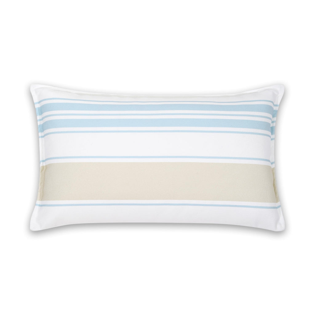 Hofdeco Premium Coastal Patio Indoor Outdoor Lumbar Pillow Cover Only, 12"x20" Water Repellent for Backyard, Couch, Baby Blue Green Floral with Piping