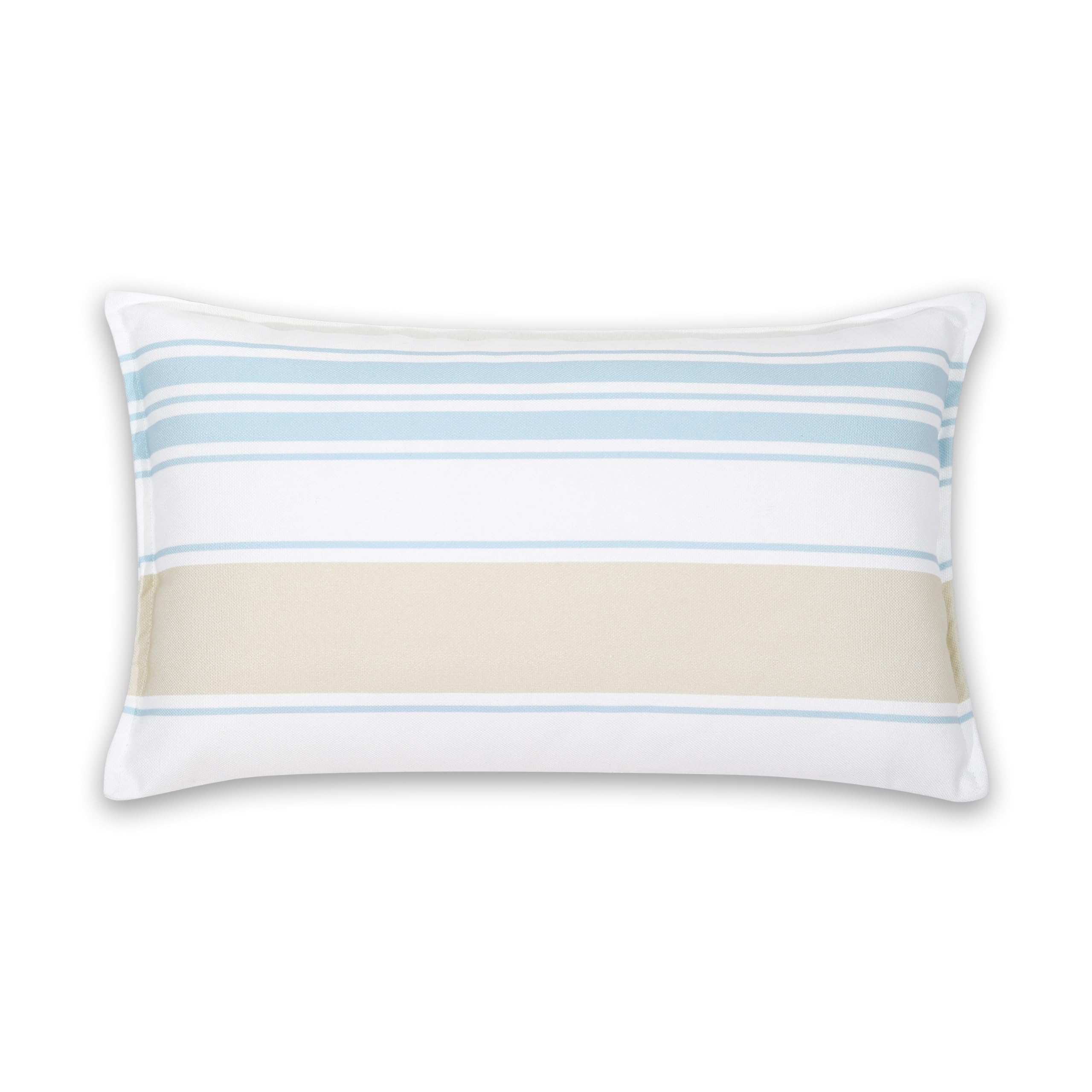 Hofdeco Premium Coastal Patio Indoor Outdoor Lumbar Pillow Cover Only, 12"x20" Water Repellent for Backyard, Couch, Baby Blue Green Floral with Piping