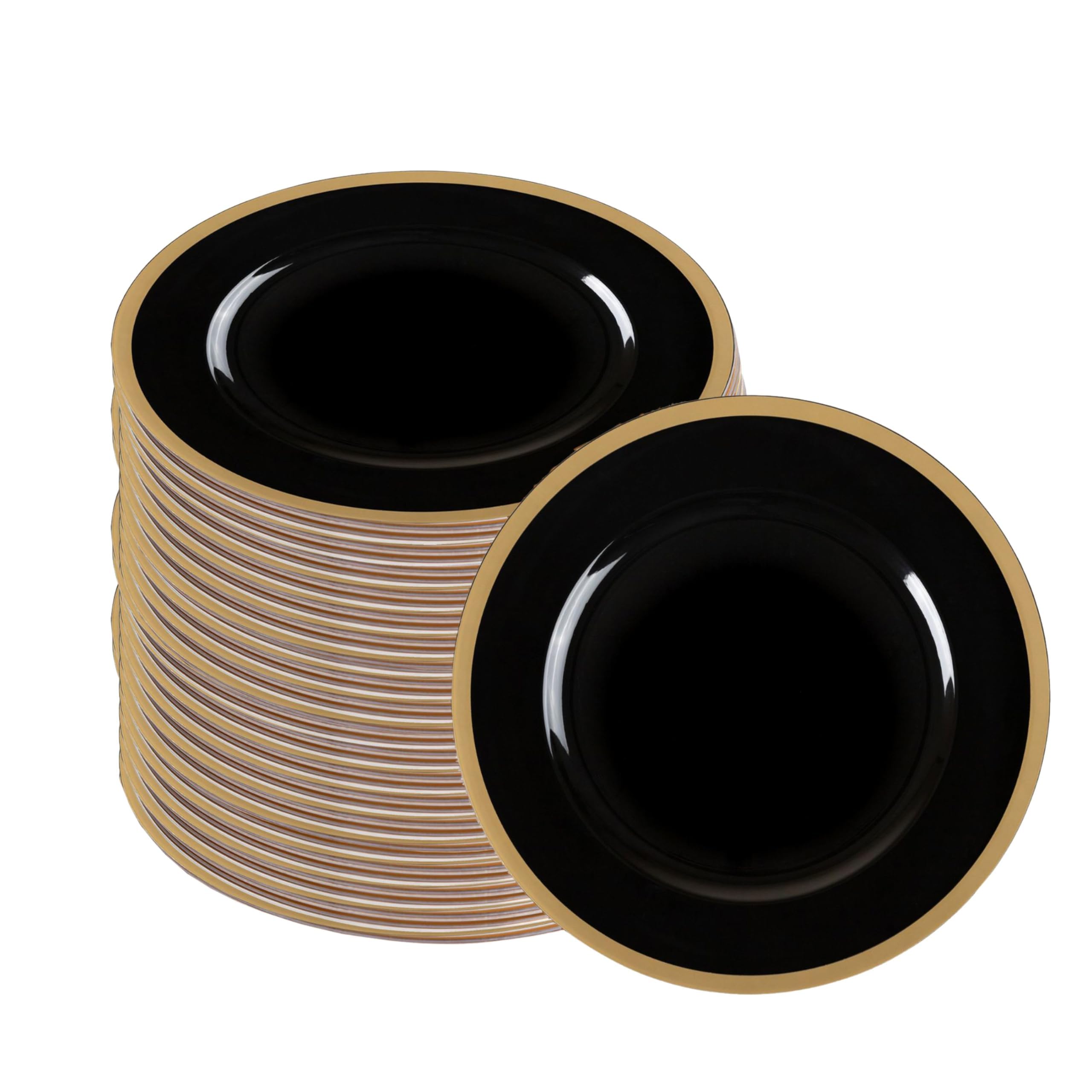 PARTY BARGAINS 13-Inch Charger Plates - 96 Pack, Clear Gold Rim, Heavy-Duty Disposable Chargers for Elegant Dining - Ideal for Weddings and Formal Events
