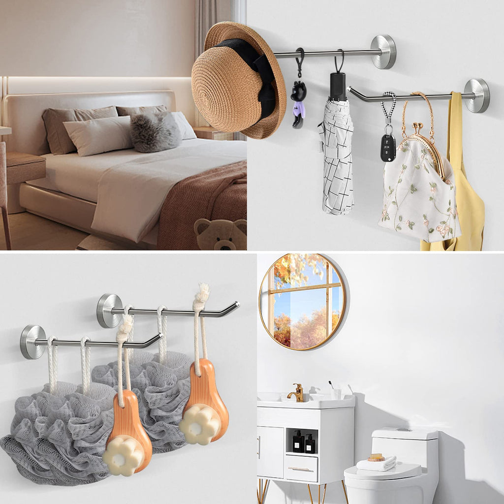NearMoon Coat Hooks, Wall Mount Hooks for Hanging Hat Hurse Robe, 304 Stainless Steel Heavy Duty Towel Hangers for Bathroom Livingroom Kitchen-Ceiling Hook, 6 Pack (2 Inch, Brushed Nickel)