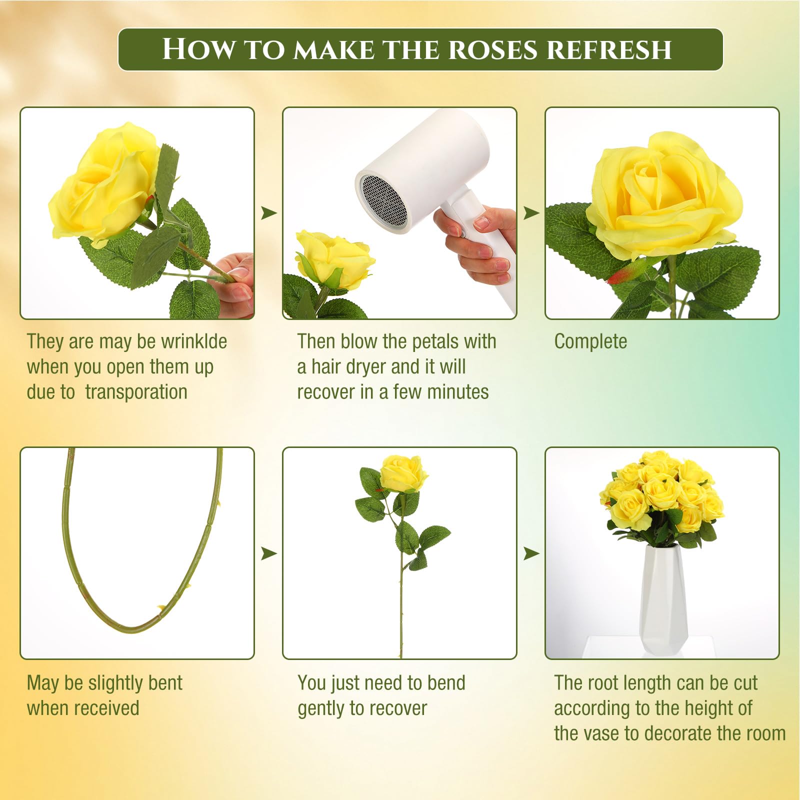 Jexine 100 Pieces Artificial Roses Flowers Bulk, Long Stem Realistic Fake Silk Roses Bouquet for Table Centerpiece Vases Wedding Party Kitchen Decor(Beige)