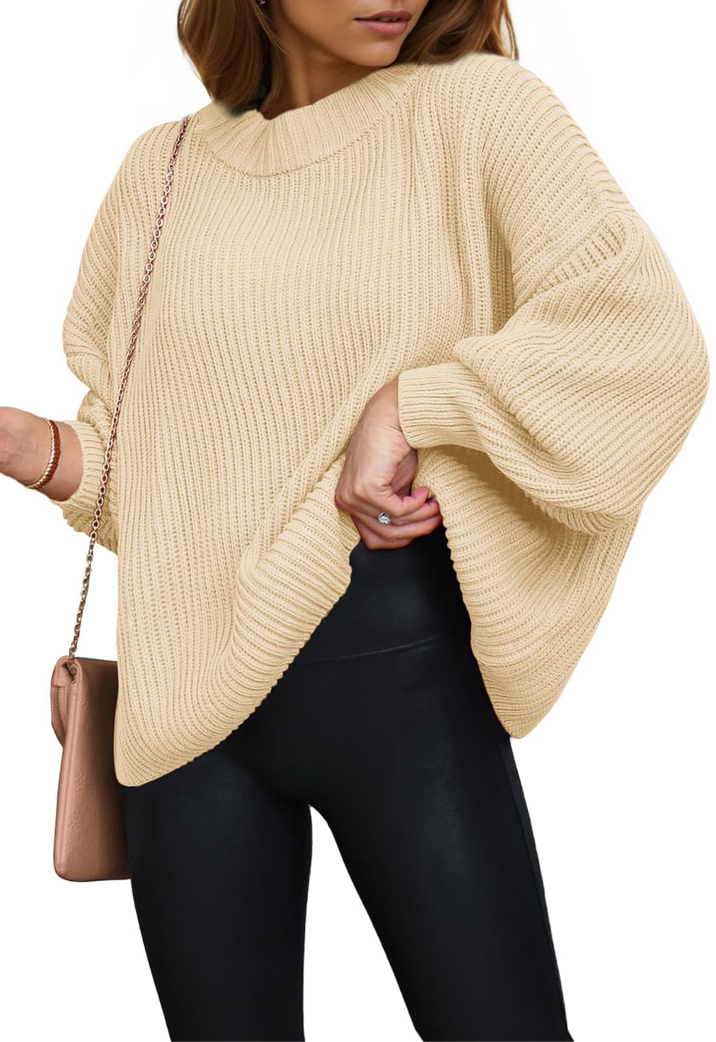 PRETTYGARDEN Womens Sweaters Spring 2026 Oversized Chunky Knitted Pullover Sweater Casual Long Sleeve Crewneck Cute Sweaters