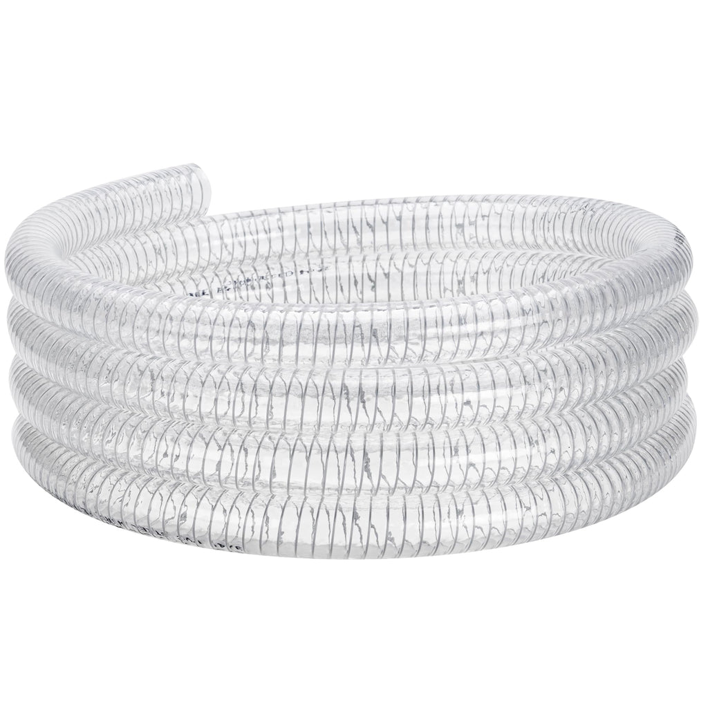 1"id-5ft PVC Reinforced Tubing Steel Wire Suction Flexible Hose Vinyl Tubing Heavy Duty PVC Vacuum Hose Drain Fuel Oil Gas Water for Marine Bilge Pump Pond Spa