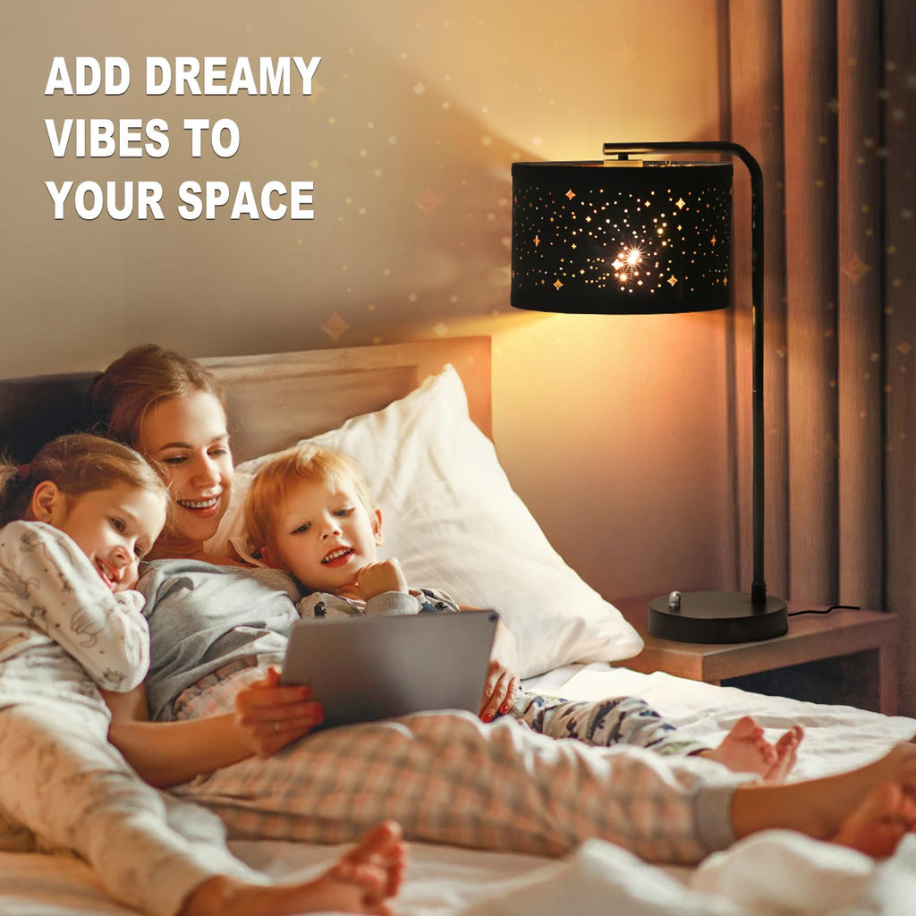 Table Lamps Set of 2, Fully Dimmable Bedside Lamp with USB C+A Charging Ports, Modern Nightstand Lamps with Linen Fabric Shades, Tall Desk Lamp for Bedroom, Living Room, Office, LED Bulb Included