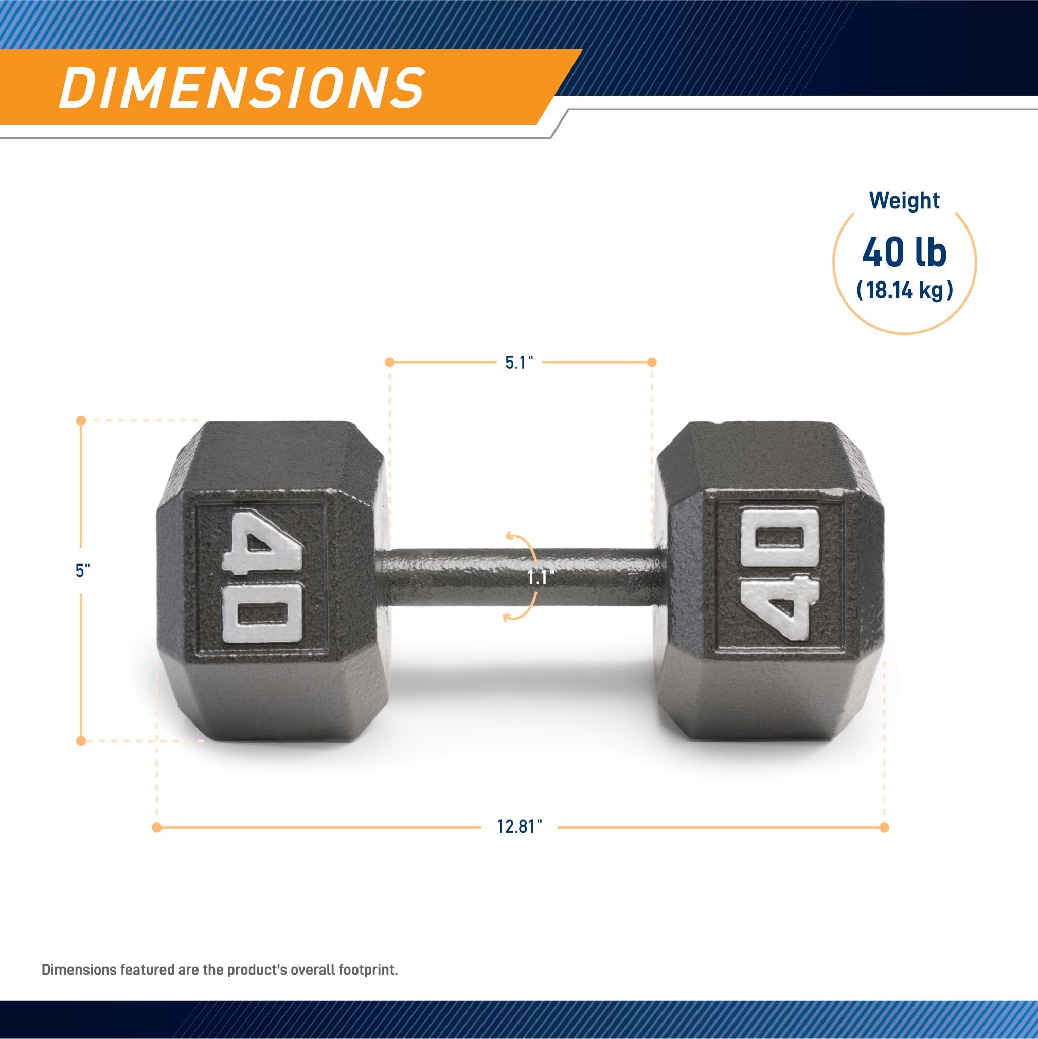 Marcy Cast Iron Hex Dumbbells Collection - Available size from 3-lb to 100-lb, SOLD INDIVIDUALLY