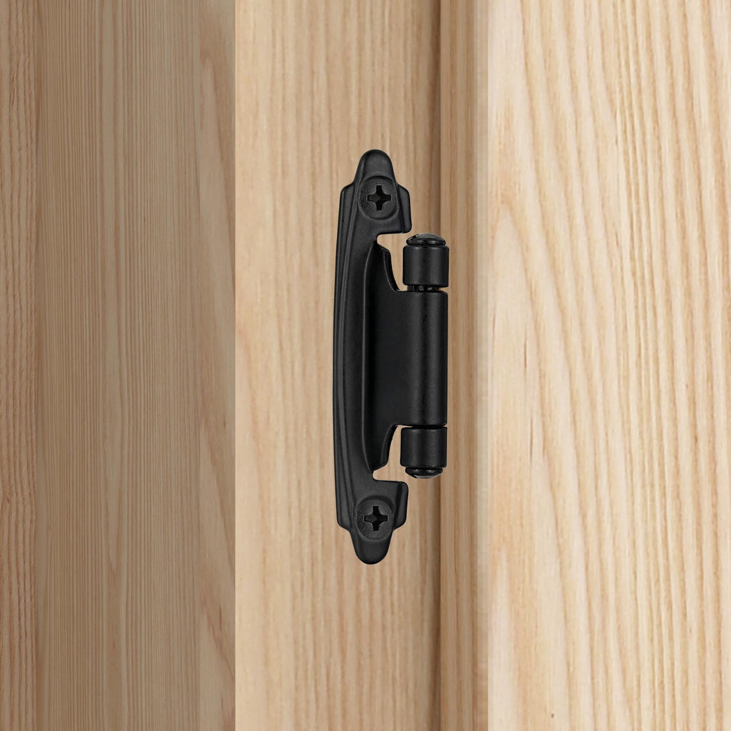 4 Pack (2 Pairs) Antique Brass Self Closing Cabinet Hinges for Kitchen Cabinet Door, 1/2" Overlay (Variable) Semi Concealed Kitchen Cabinet Hinges