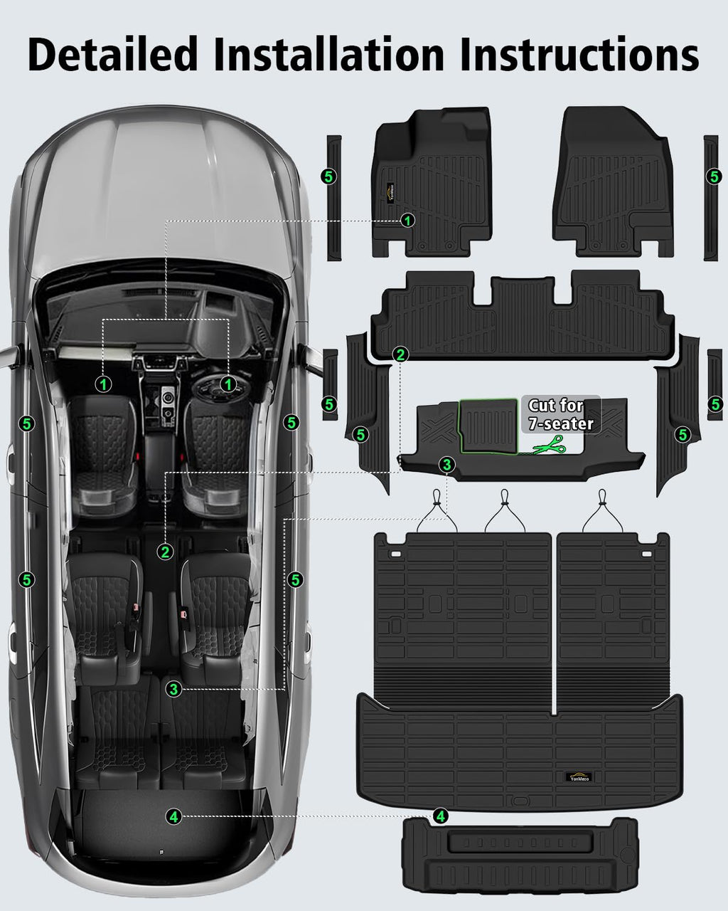 Floor Mats & Cargo Mat & Backrest Mat Custom for Toyota RAV4 Hybrid 2026 (Not for Cargo Area with Subwoofer) (Not for Phev), Door Sill Guards, All Weather TPE Floor Liners for RAV-4 2026 Accessories