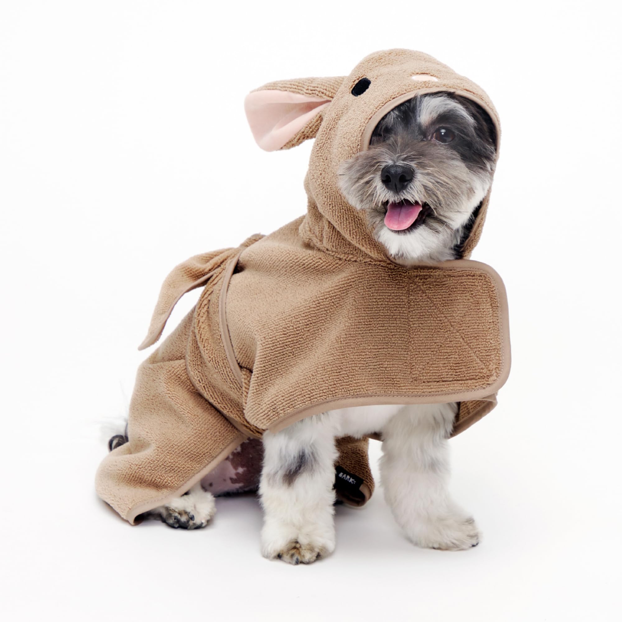 Barkbox Dog Bathrobe Fast Drying with Hook and Loop Closure & Wrap Tie Snuggle, Cute Dogs Clothes, Easy to Clean, Machine Washable, Dog Coats and Tumble Dry Low - Bunny, Medium