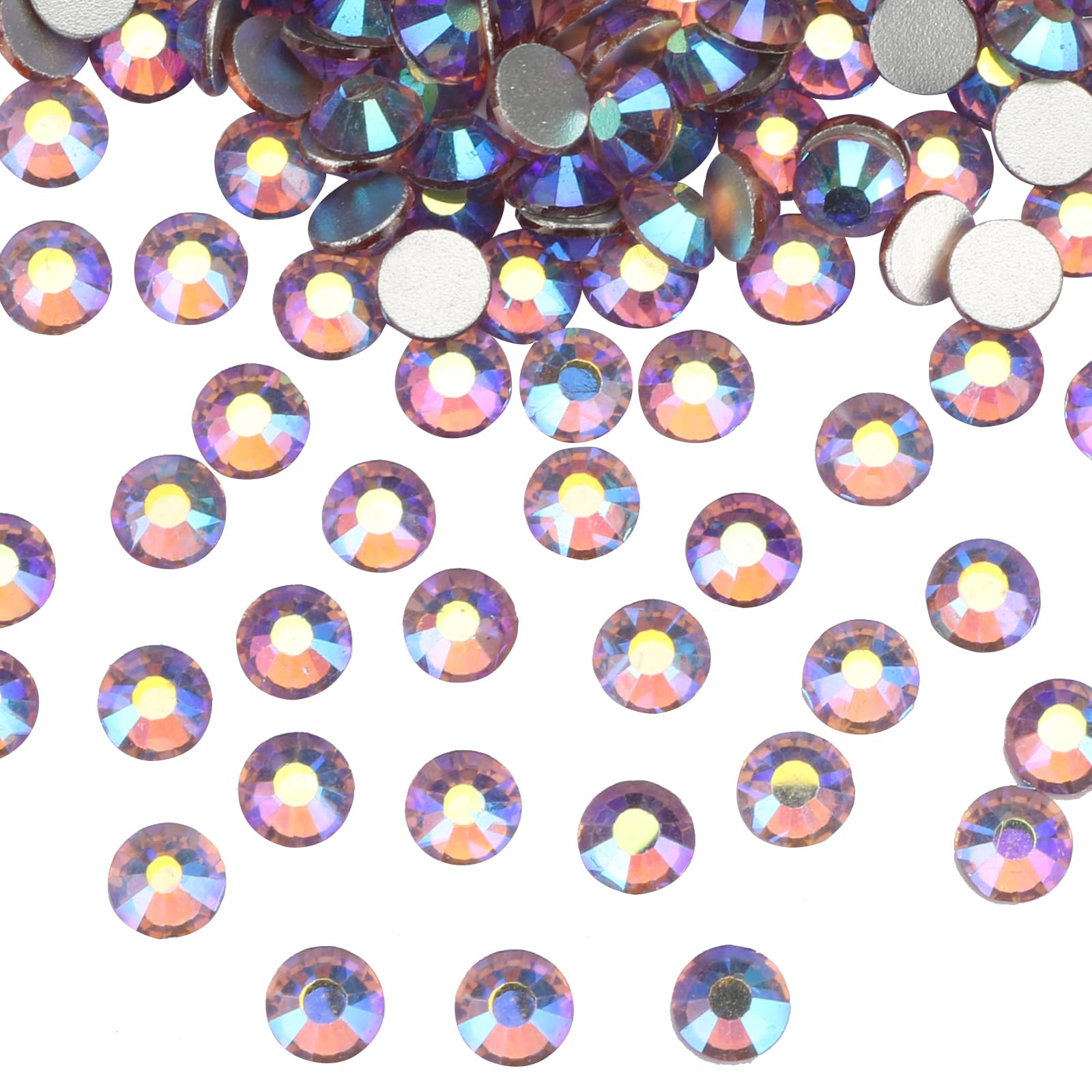 2880 Pieces Flatback Rhinestones Glue Fix Crystal Glass Diamantes Gems for Crafting Nail Art Crafts Decorations Clothes Shoes 1.4 mm (ss3, Amber)