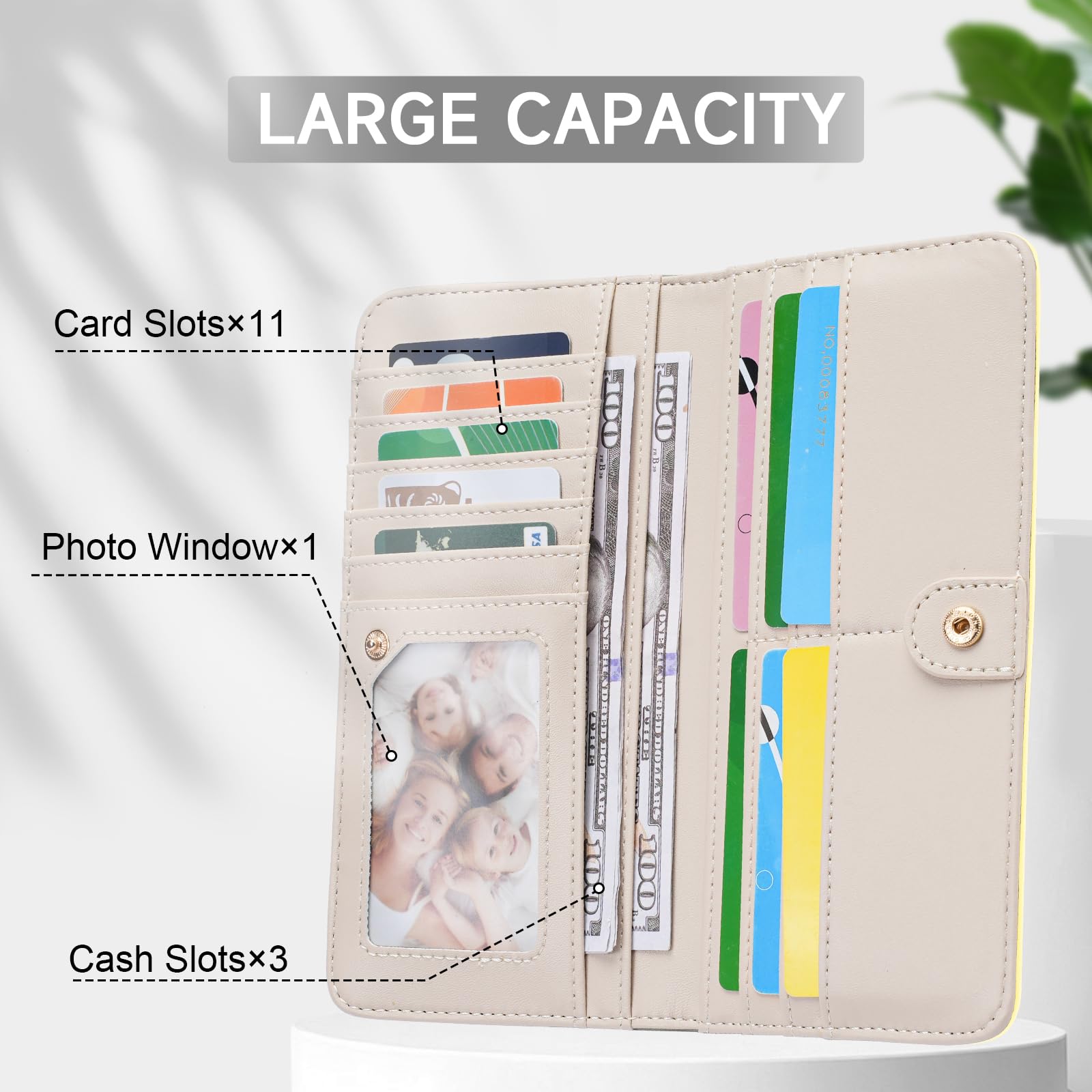 KITEVIUN RFID Wallet Women Ultra Slim Thin Womens Wallet Compact Clutch Long Ladies Wallet for Women WHITE
