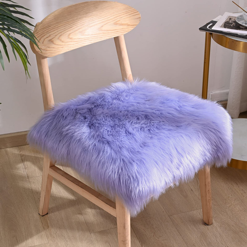 Softlife Black Faux Fur Sheepskin Chair Cover Seats Cushion Pad Super Soft Area Rugs for Living Bedroom Sofa Dorm (1.6ft x 1.6ft)