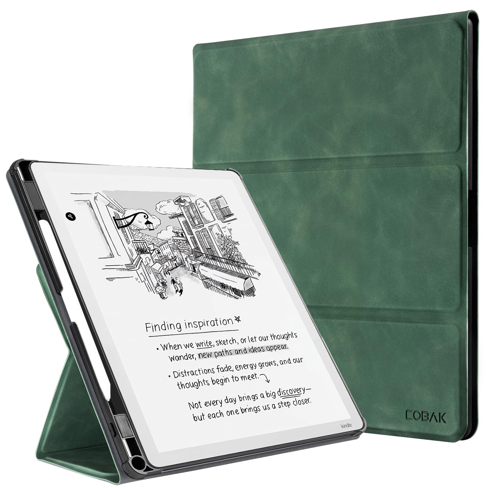CoBak Stand Case for Kindle Scribe - Premium Folio Leather Cover with Pen Holder, Auto Sleep/Wake - Compatible with 10.2 Inch Kindle Scribe (2022/2024 Release)