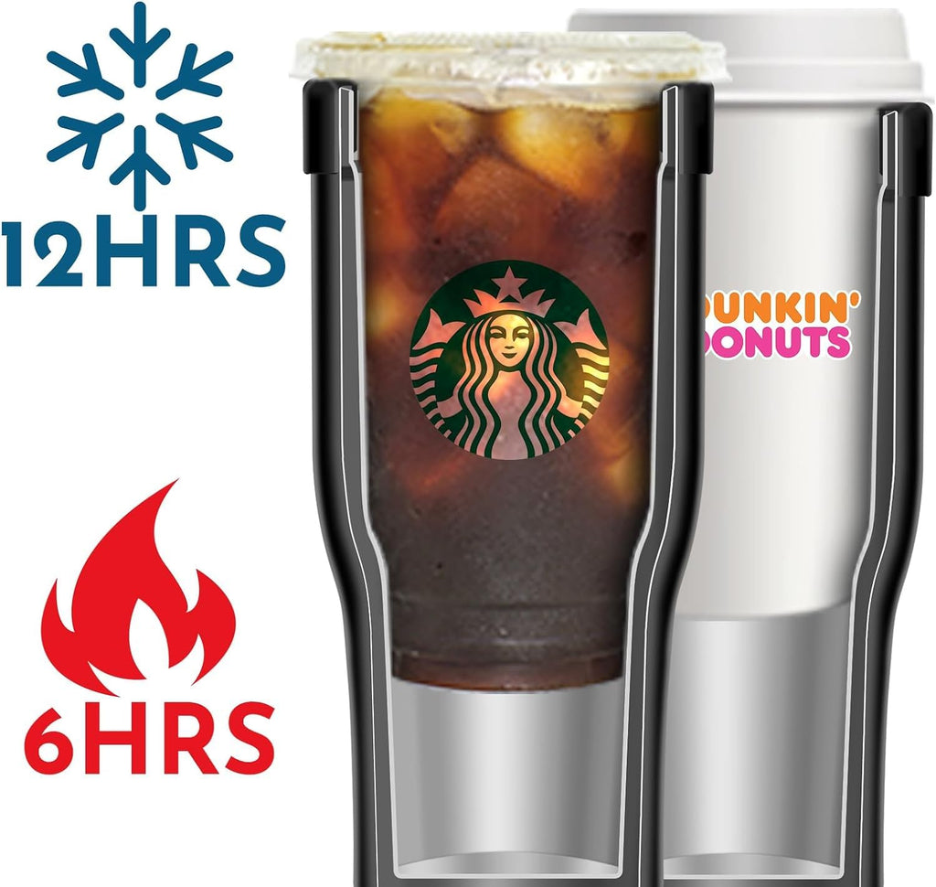 Universal Iced Coffee Sleeve - Upgraded Double Wall Reusable Stainless Steel Holder Sleeves Insulator for Cold Drinks Fits Starbucks Dunkin Donuts McDonalds Small Medium Large Cup (Aurora)