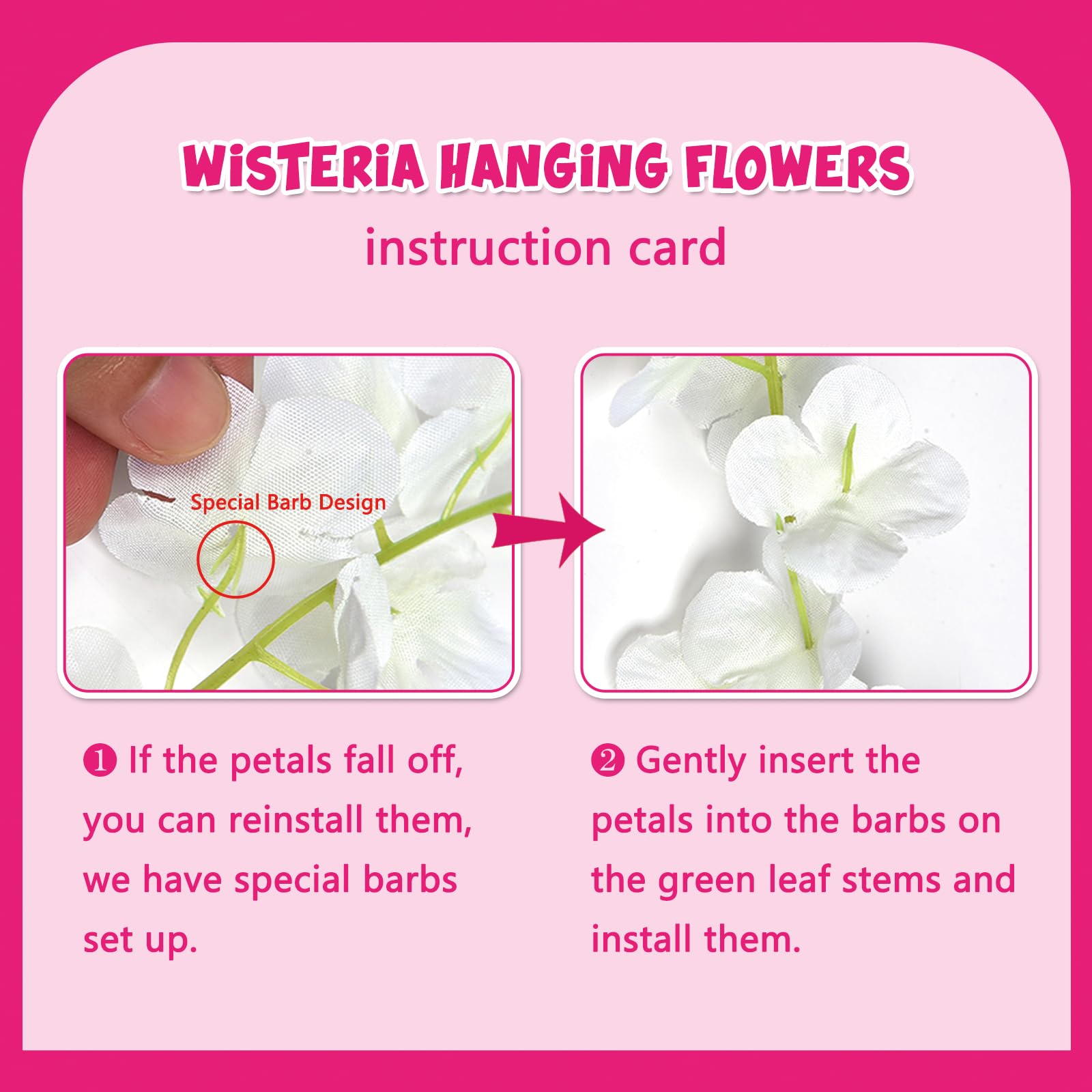 5 Pack Pink Wisteria Hanging Flowers Garland, 3.77 Feet Artificial Flower Vines, Fake Wisteria, Artificial Vines Hanging Garland for Backdrop Outdoor Yard Garden Decor
