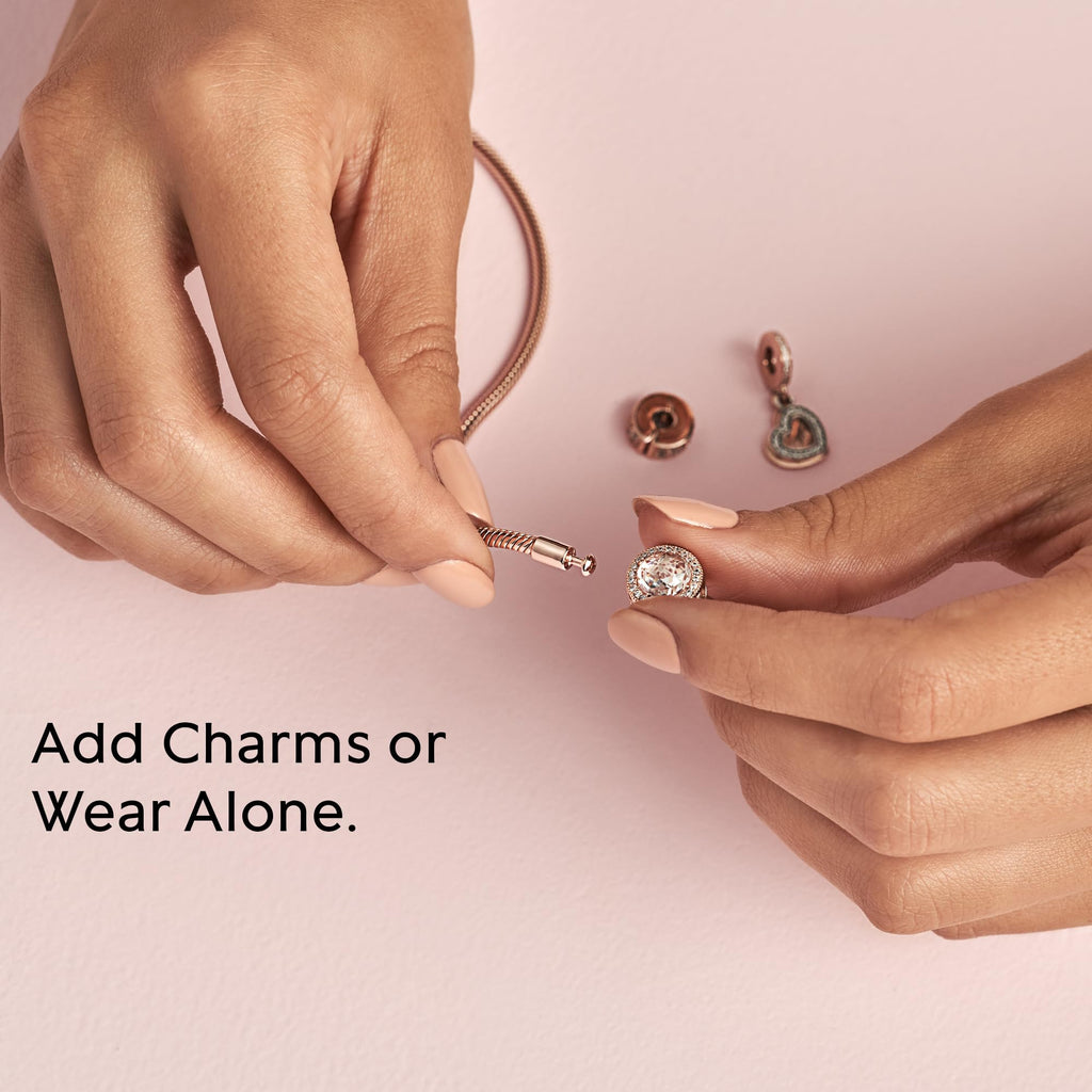 PANDORA Moments Snake Chain Bracelet - Hand-Finished Charm Bracelet - Jewelry for Her with Gift Box - Compatible Moments Charms - Sterling Silver