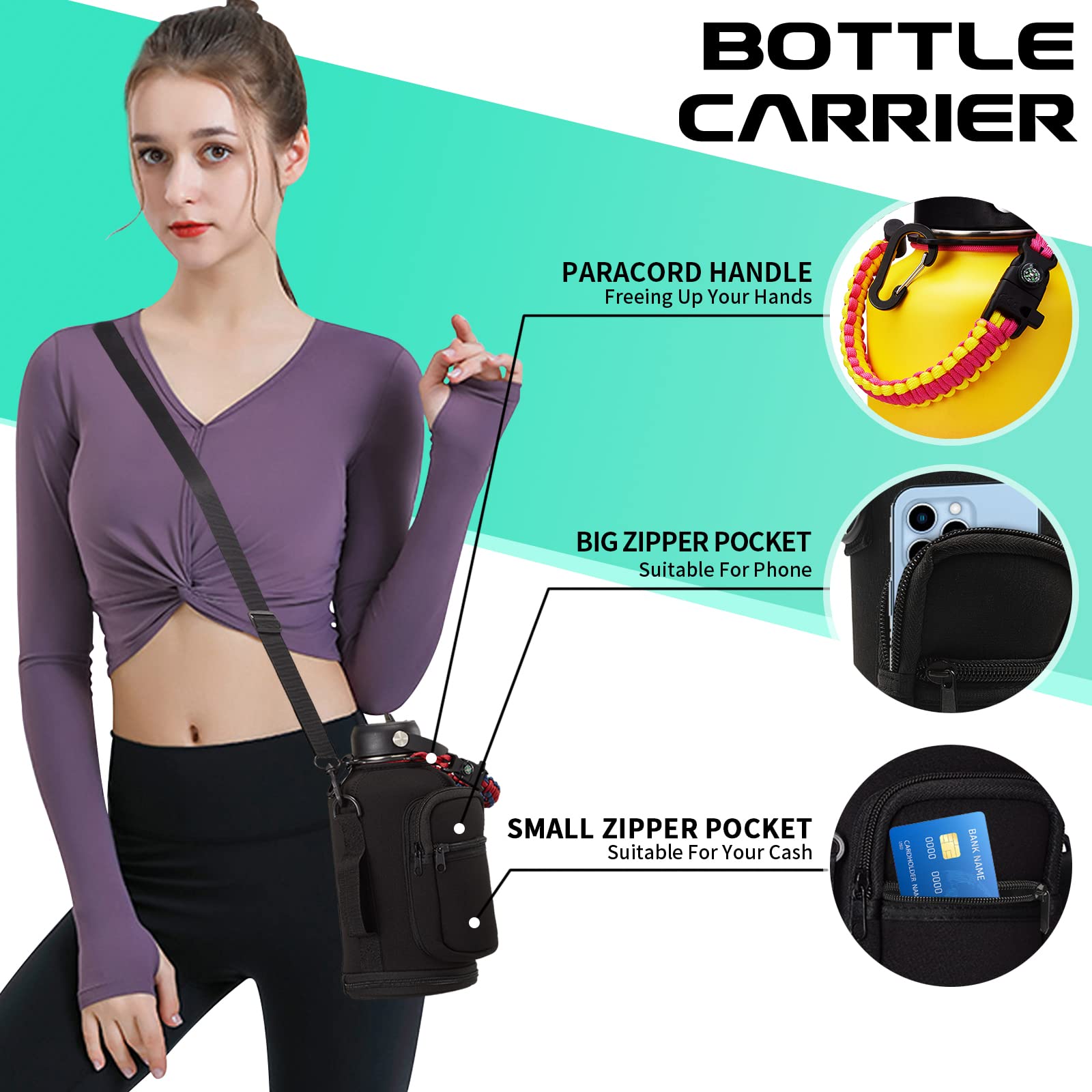 Insulated Water Bottle 32 oz - Cold-48h & Hot-24h Stainless Steel Vacuum Flask with Straw & Pop-up Chug Lid, Leak Proof 32oz Water Bottles, Wide Mouth Hydro Metal Thermal Cups for Gym Work