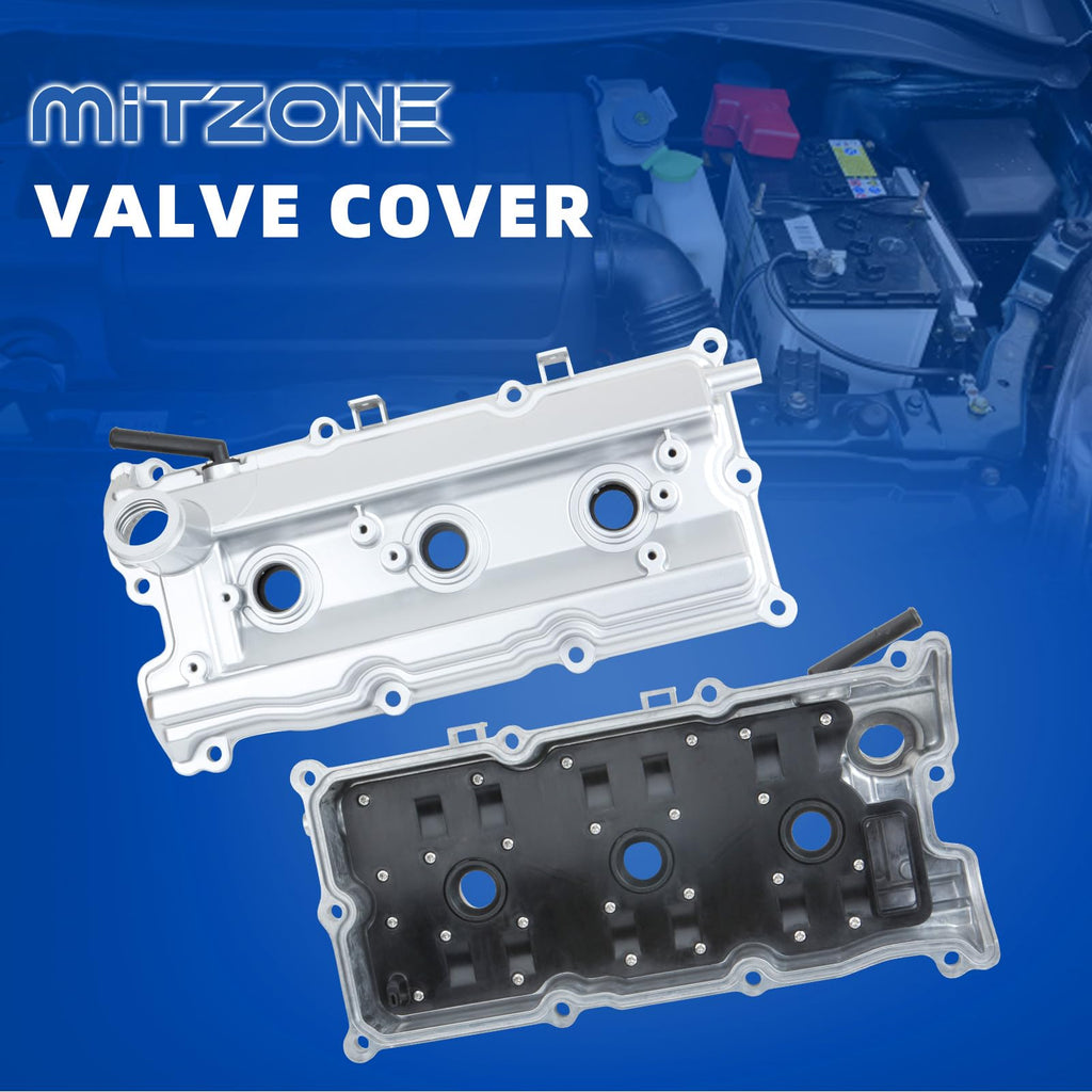 MITZONE Engine Valve Cover Set with Bolts & Oil Cap & Gaskets & Spark Plug Tube Seals & P CV Cover Compatible with 2003-2008 Nissan 350Z Infiniti FX35 G35 M35 VQ35DE 3.5L Part# 13264AM600 13264AM610