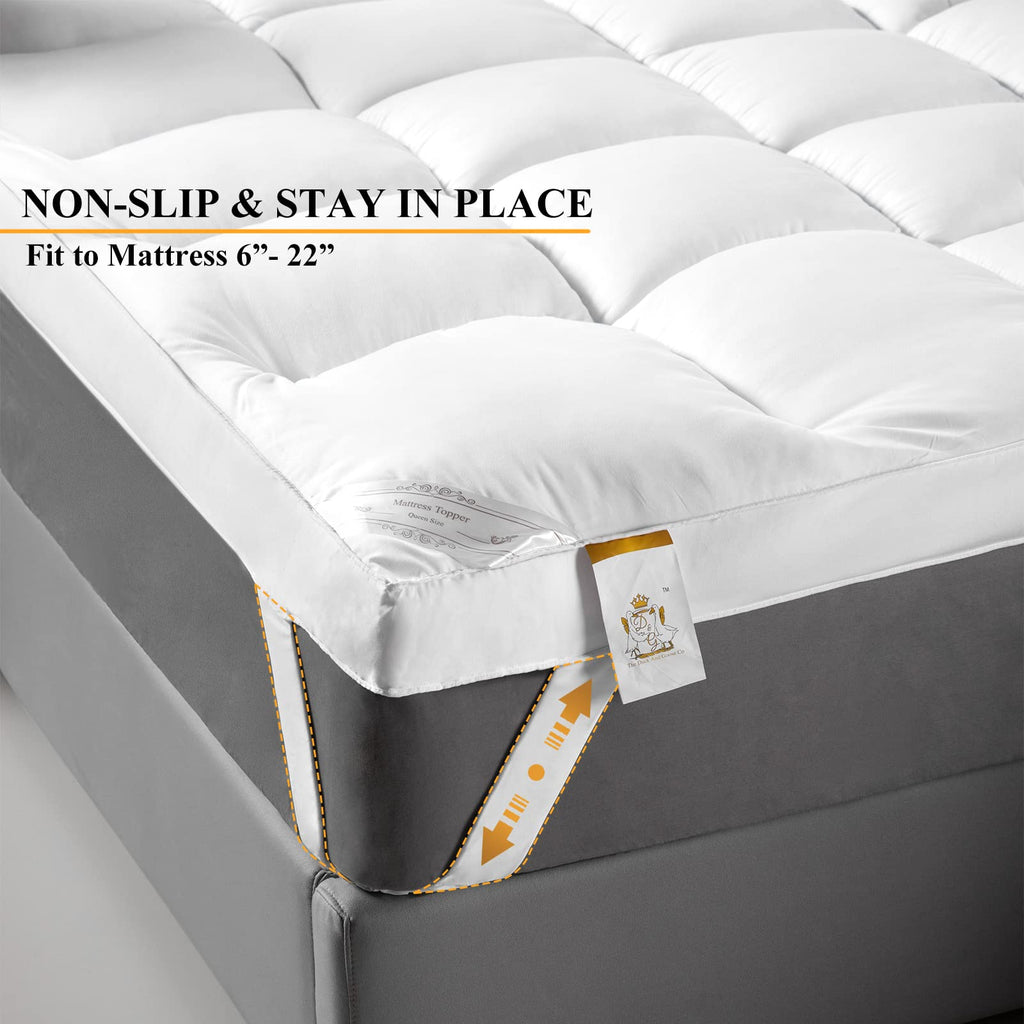 1400 GSM Extra Thick Twin Mattress Topper, Cooling Pillow Top Twin Mattress Topper, Thick Plush Soft Down Alternative Mattress Pad with Elastic Straps, 6-22 Inch Deep, Back Support