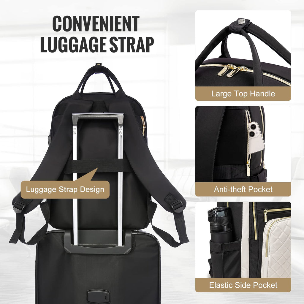 LOVEVOOK Laptop Backpack for Women, Water Resistant Travel Work Backpacks Purse College Business Teacher Nurse Computer bag with USB Charging Port