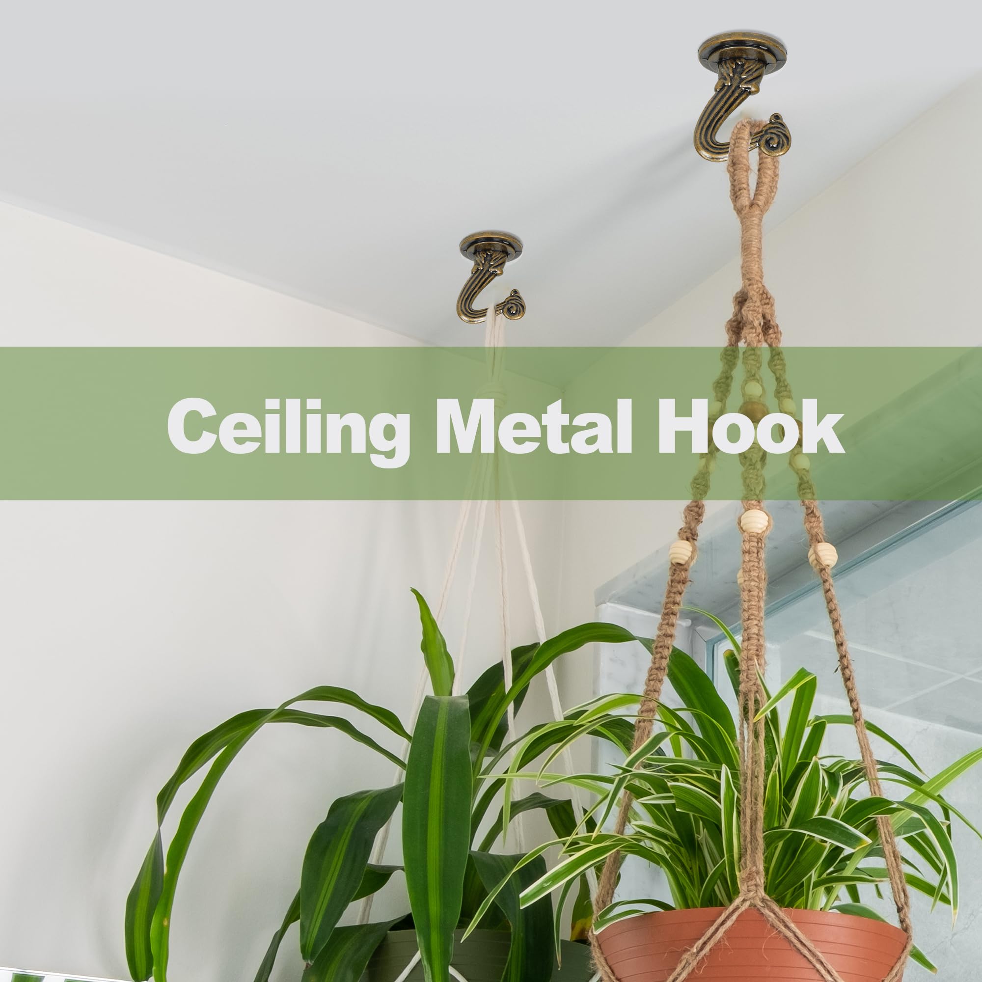 Aidoclip Ceiling Swag Hook Sets - Heavy Duty Hooks with Mounting Hardware for Hanging Plant, Ceiling or Extender Chains - Easy Install with Screws/Brackets (10 pcs - Black)